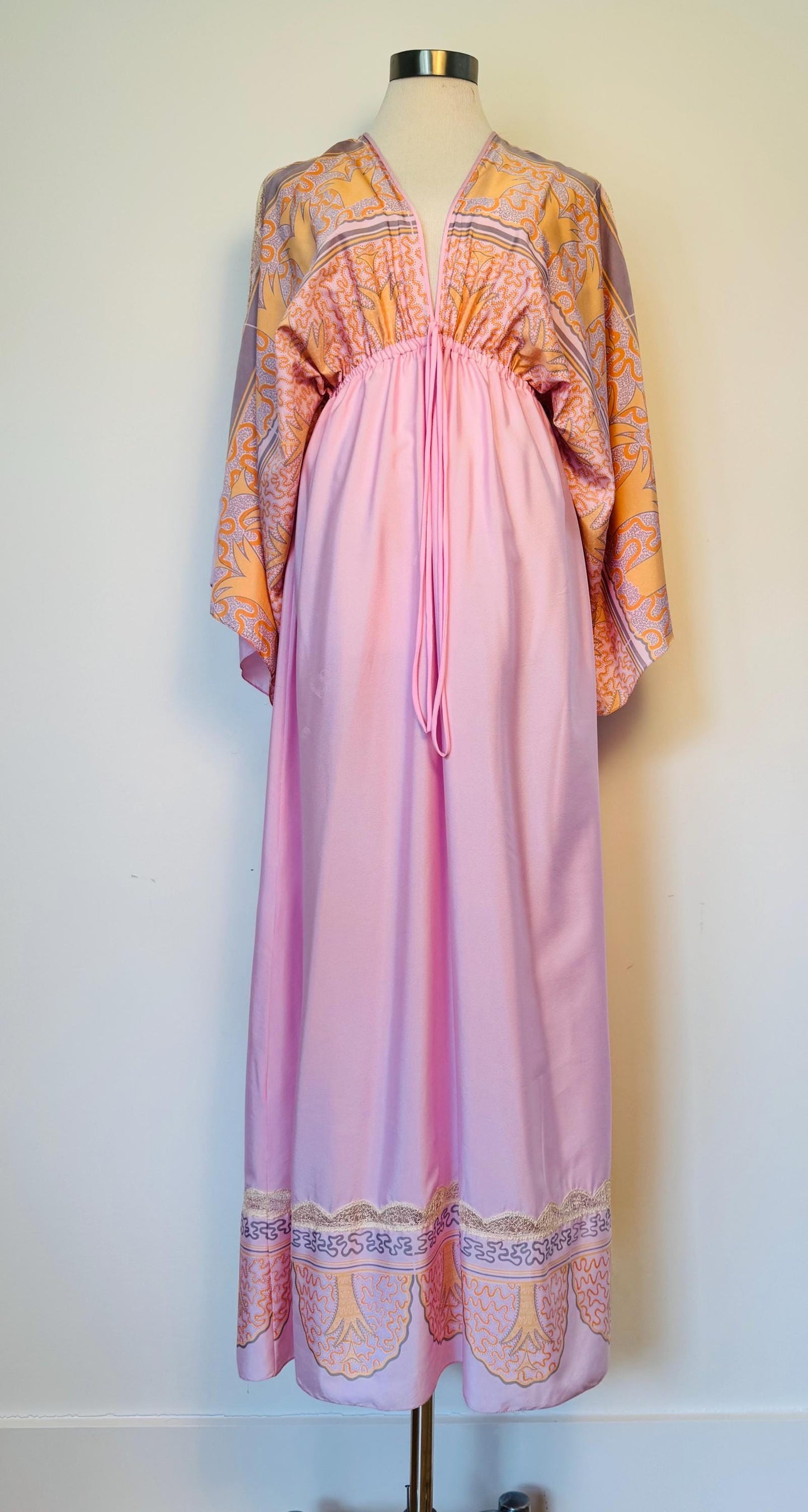 70s Zandra Rhodes Printed Caftan Dress