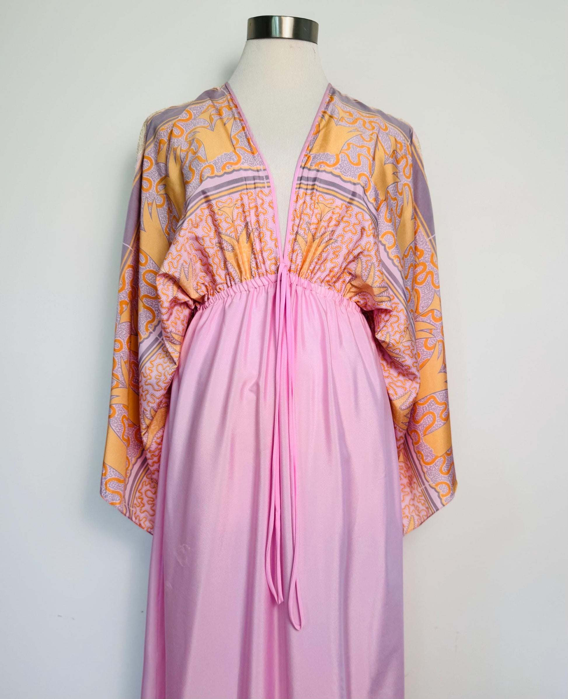 70s Zandra Rhodes Printed Caftan Dress