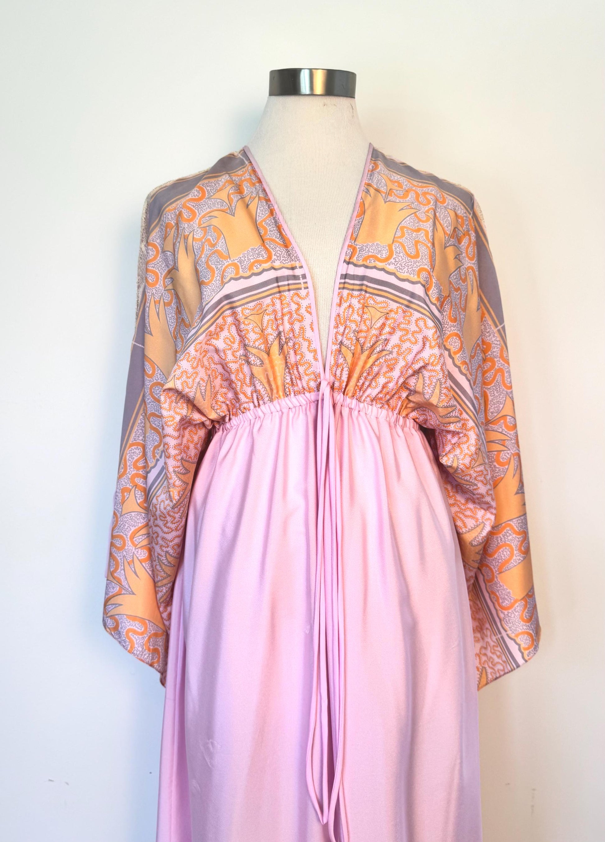 70s Zandra Rhodes Printed Caftan Dress