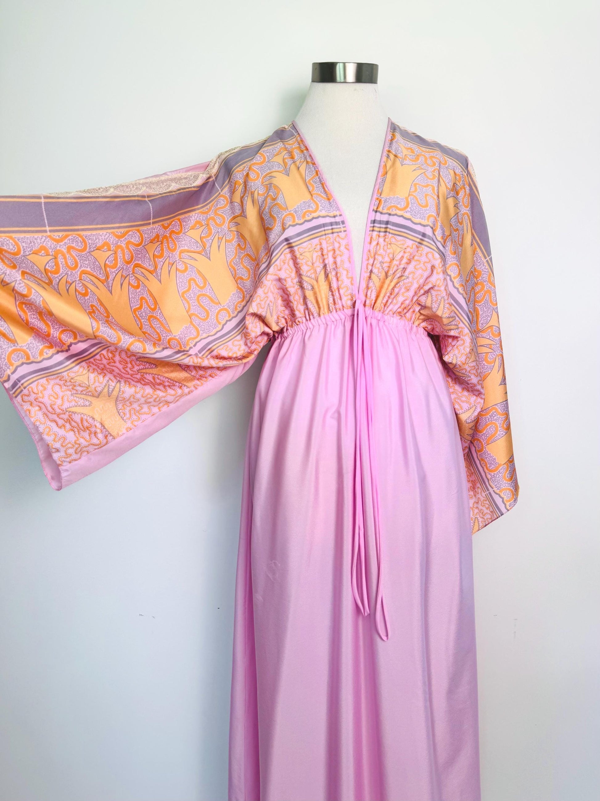 70s Zandra Rhodes Printed Caftan Dress