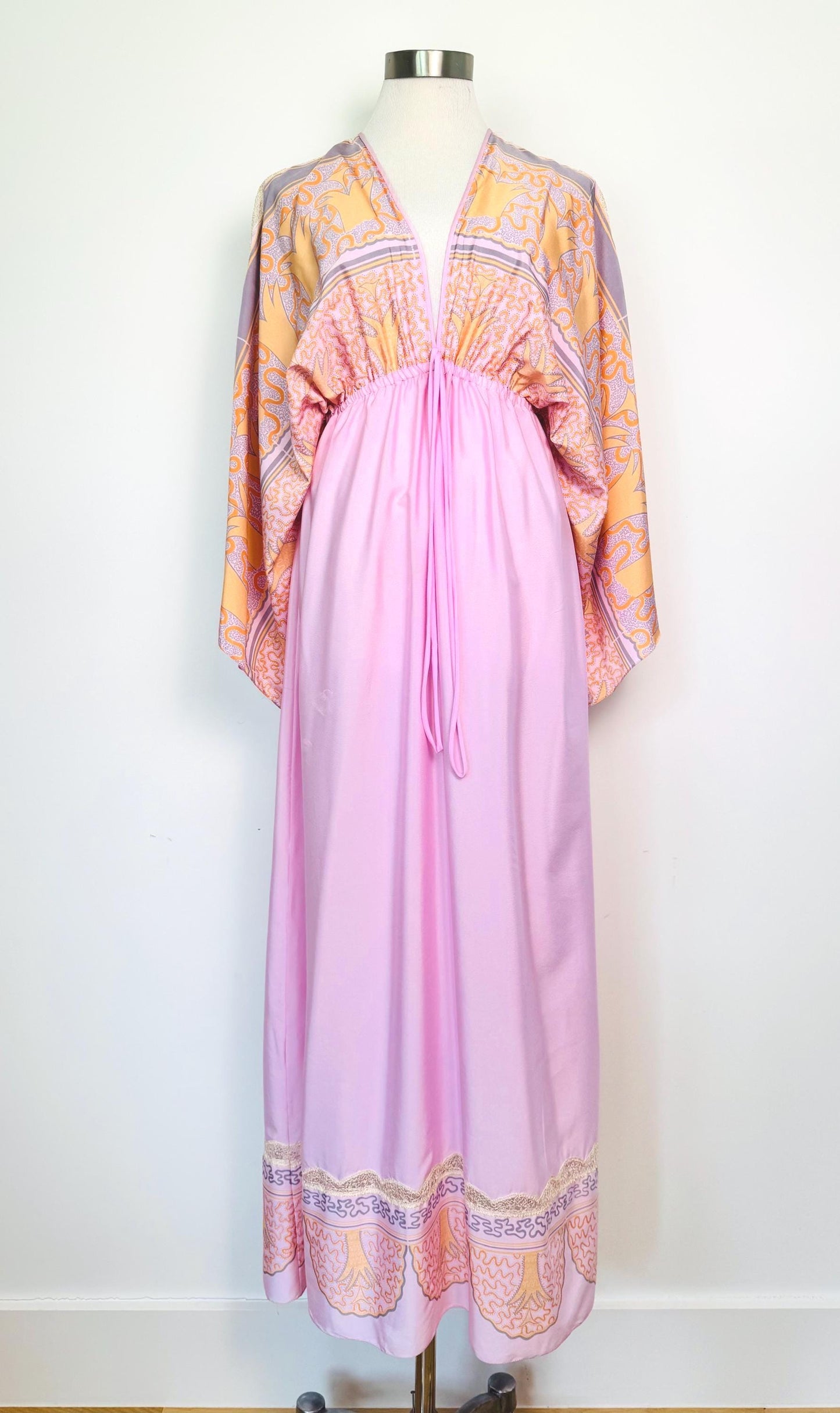 70s Zandra Rhodes Printed Caftan Dress