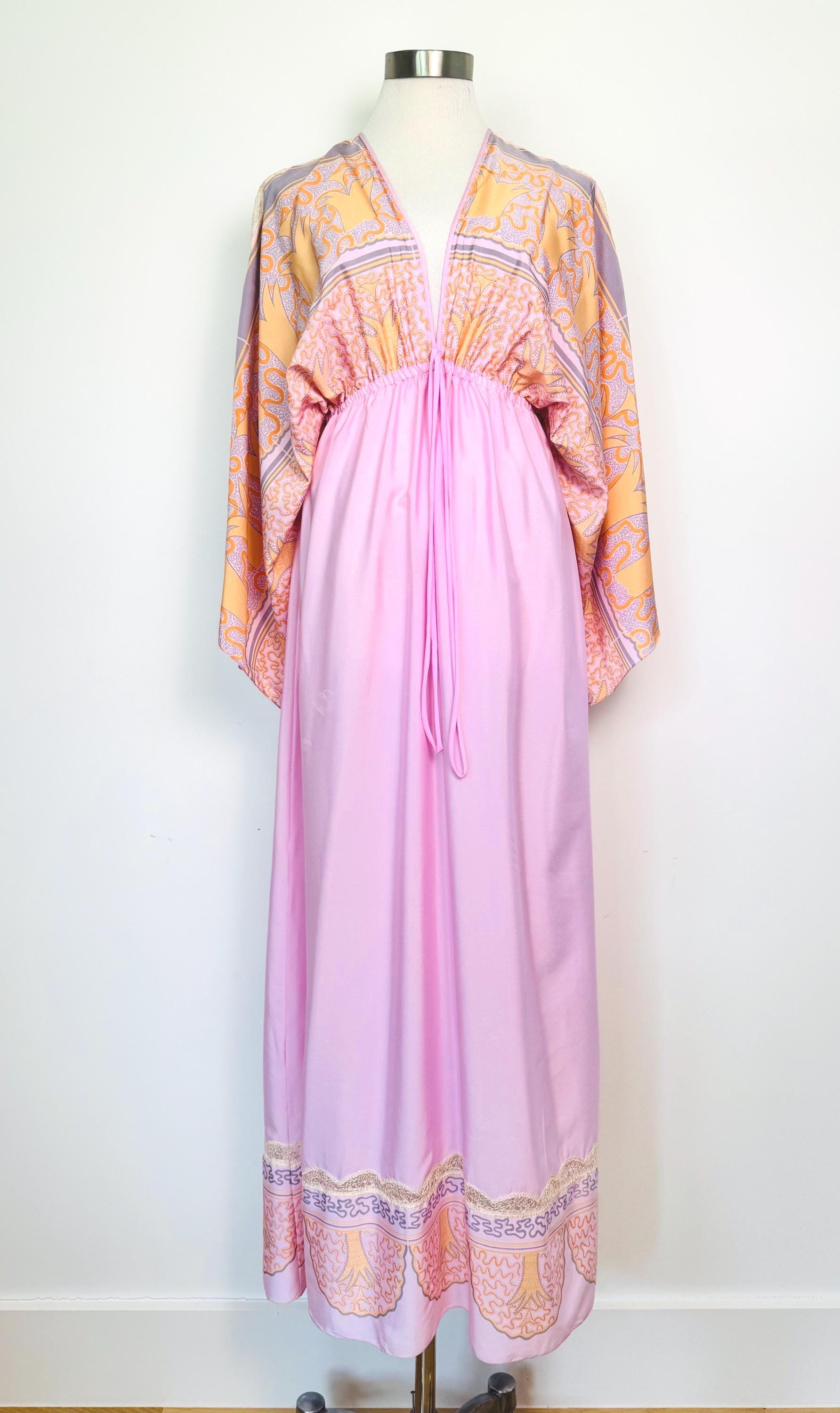 70s Zandra Rhodes Printed Caftan Dress