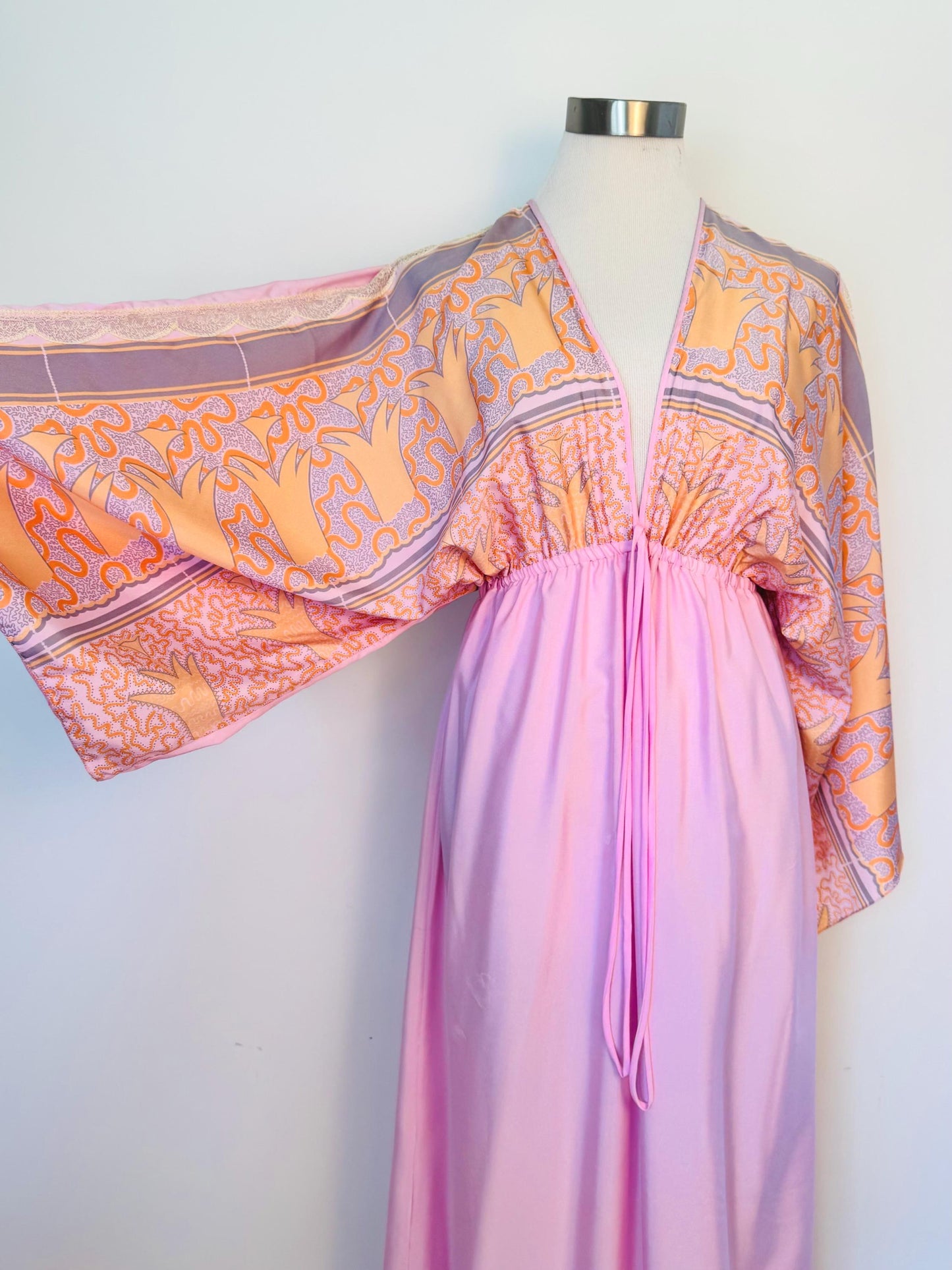 70s Zandra Rhodes Printed Caftan Dress