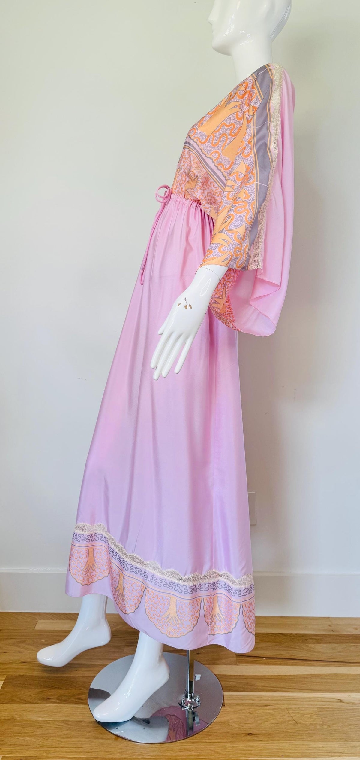 70s Zandra Rhodes Printed Caftan Dress