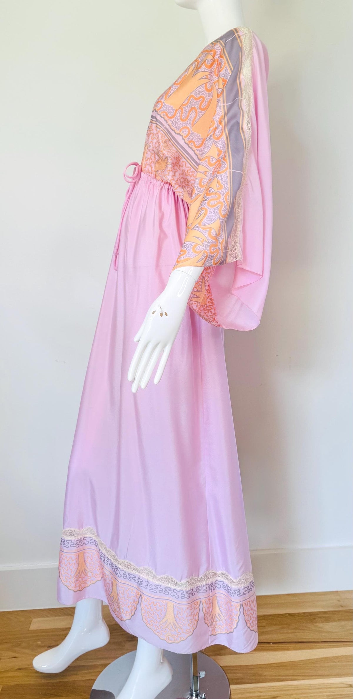 70s Zandra Rhodes Printed Caftan Dress