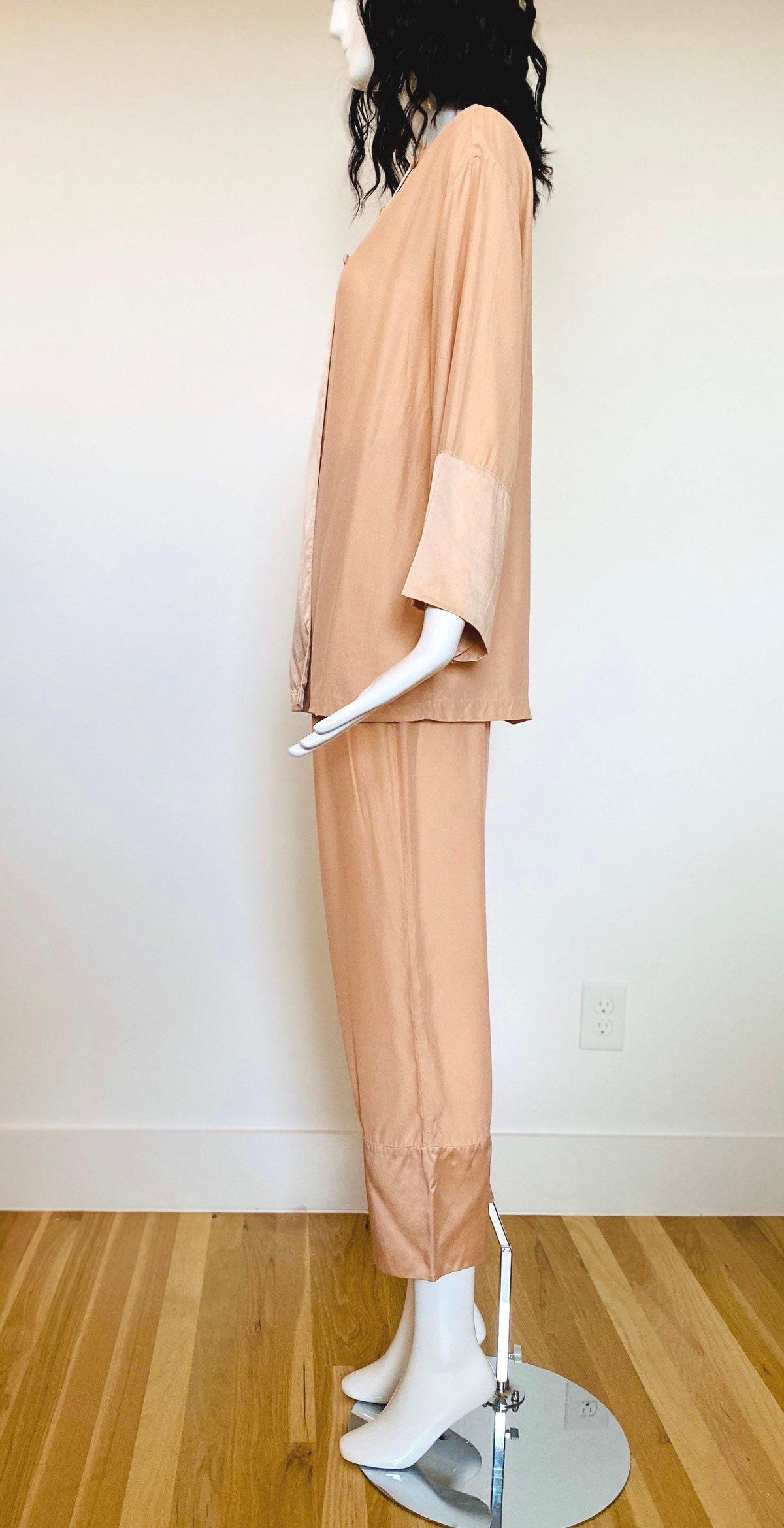 Valentino Silk Pale Pink Pajamas Pant Set Couture Loungewear Rare Ensemble