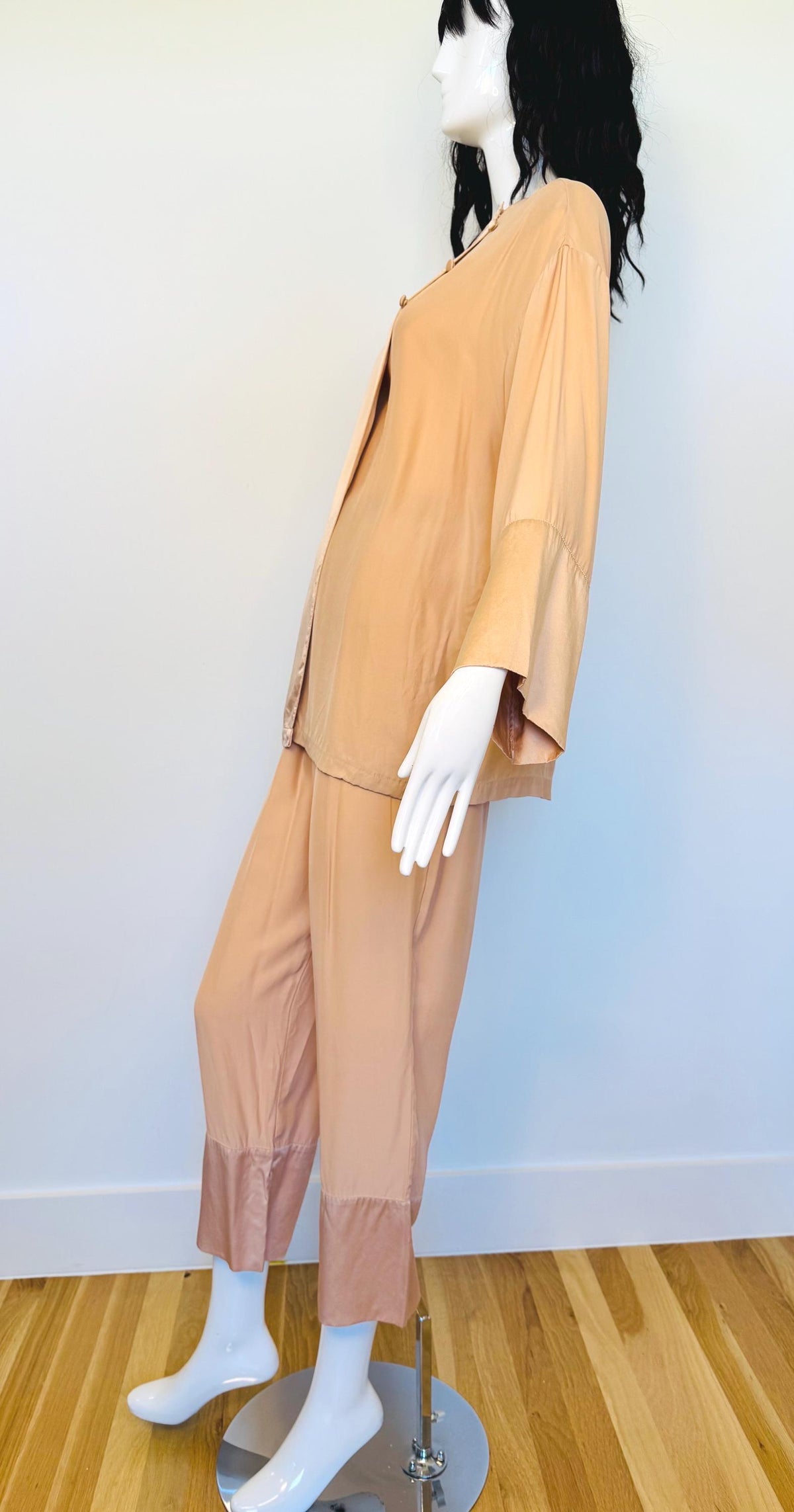 Valentino Silk Pale Pink Pajamas Pant Set Couture Loungewear Rare Ensemble