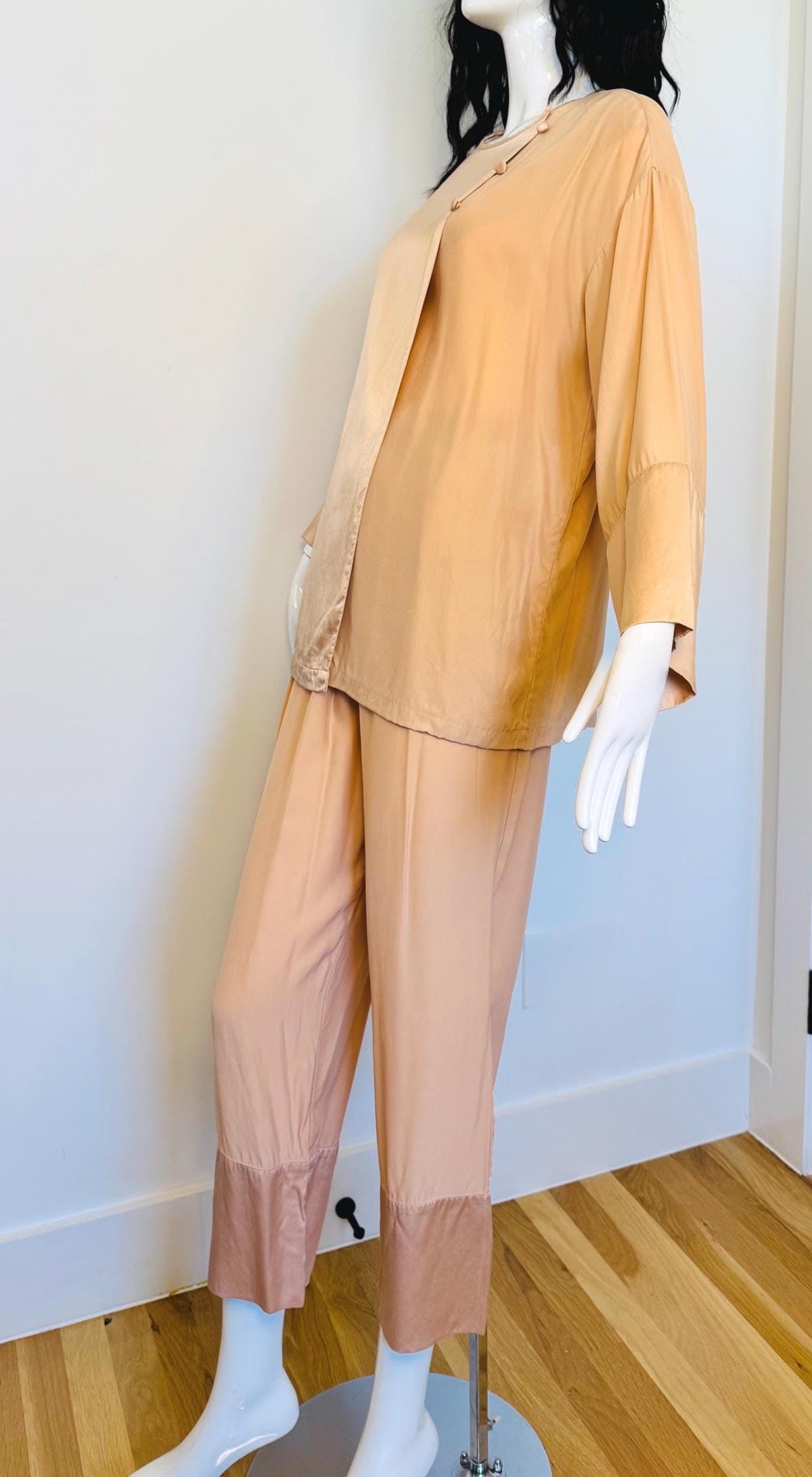 Valentino Silk Pale Pink Pajamas Pant Set Couture Loungewear Rare Ensemble