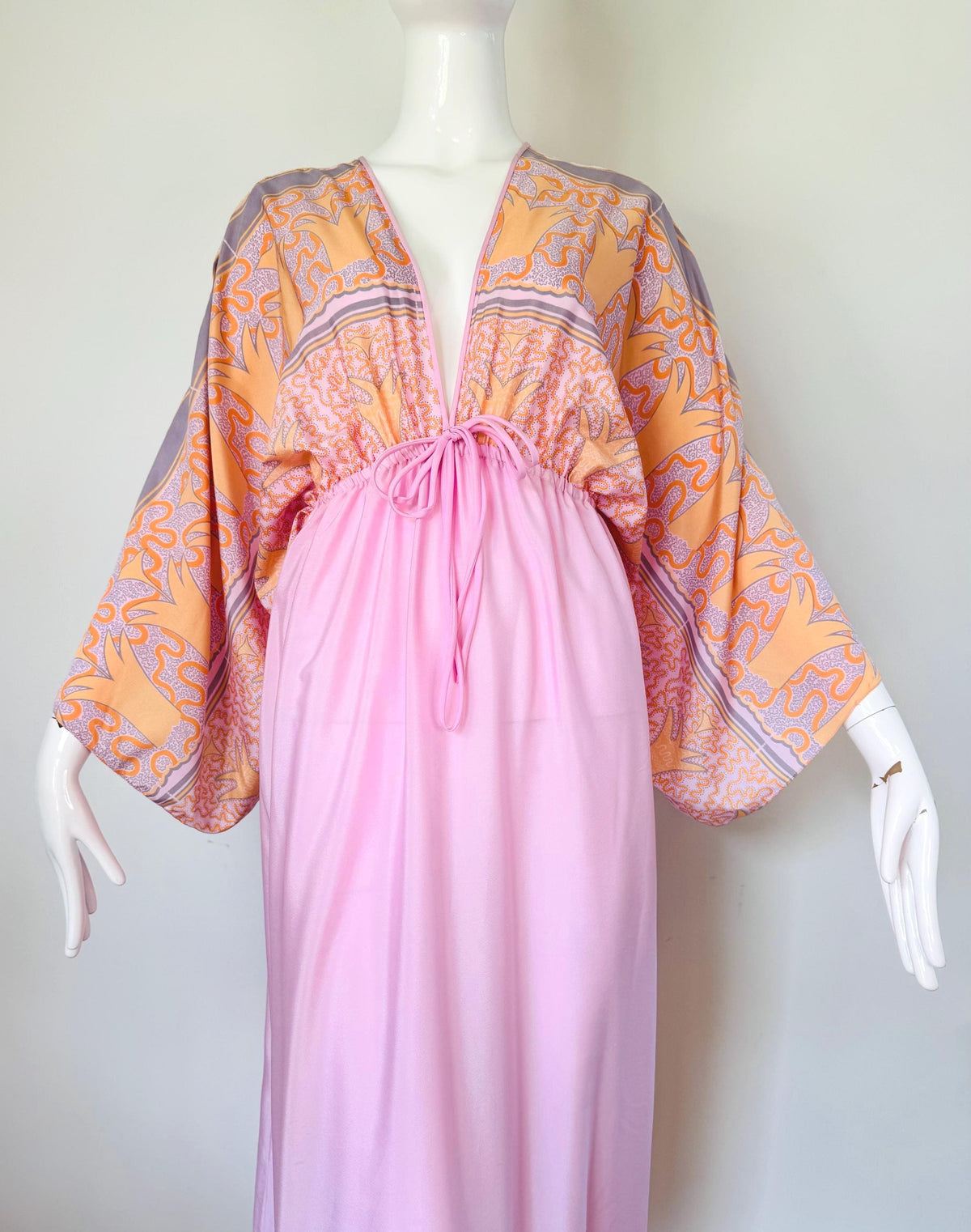 70s Zandra Rhodes Printed Caftan Dress