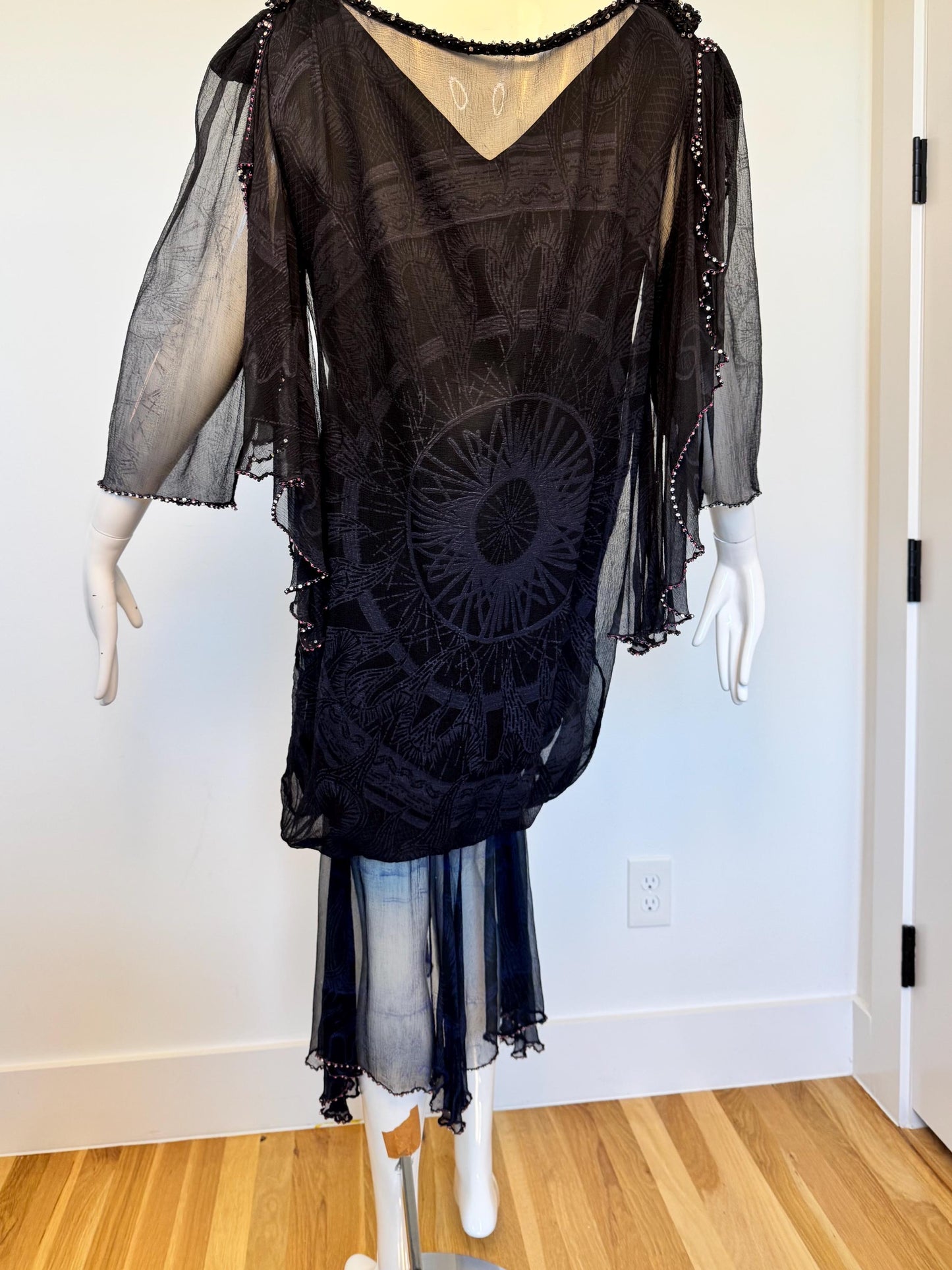 Zandra Rhodes 80s Silk Print Bubble Dress