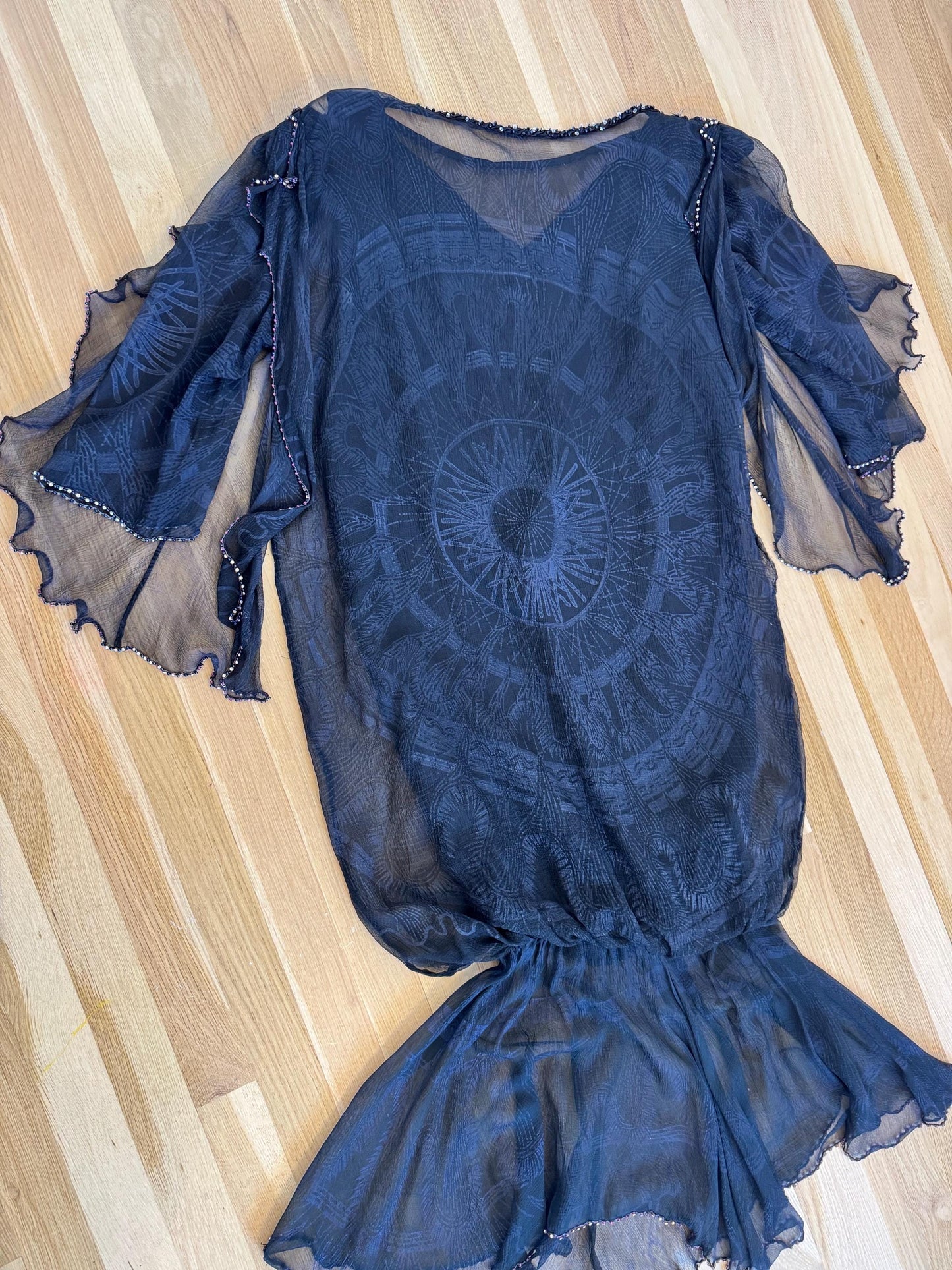 Zandra Rhodes 80s Silk Print Bubble Dress