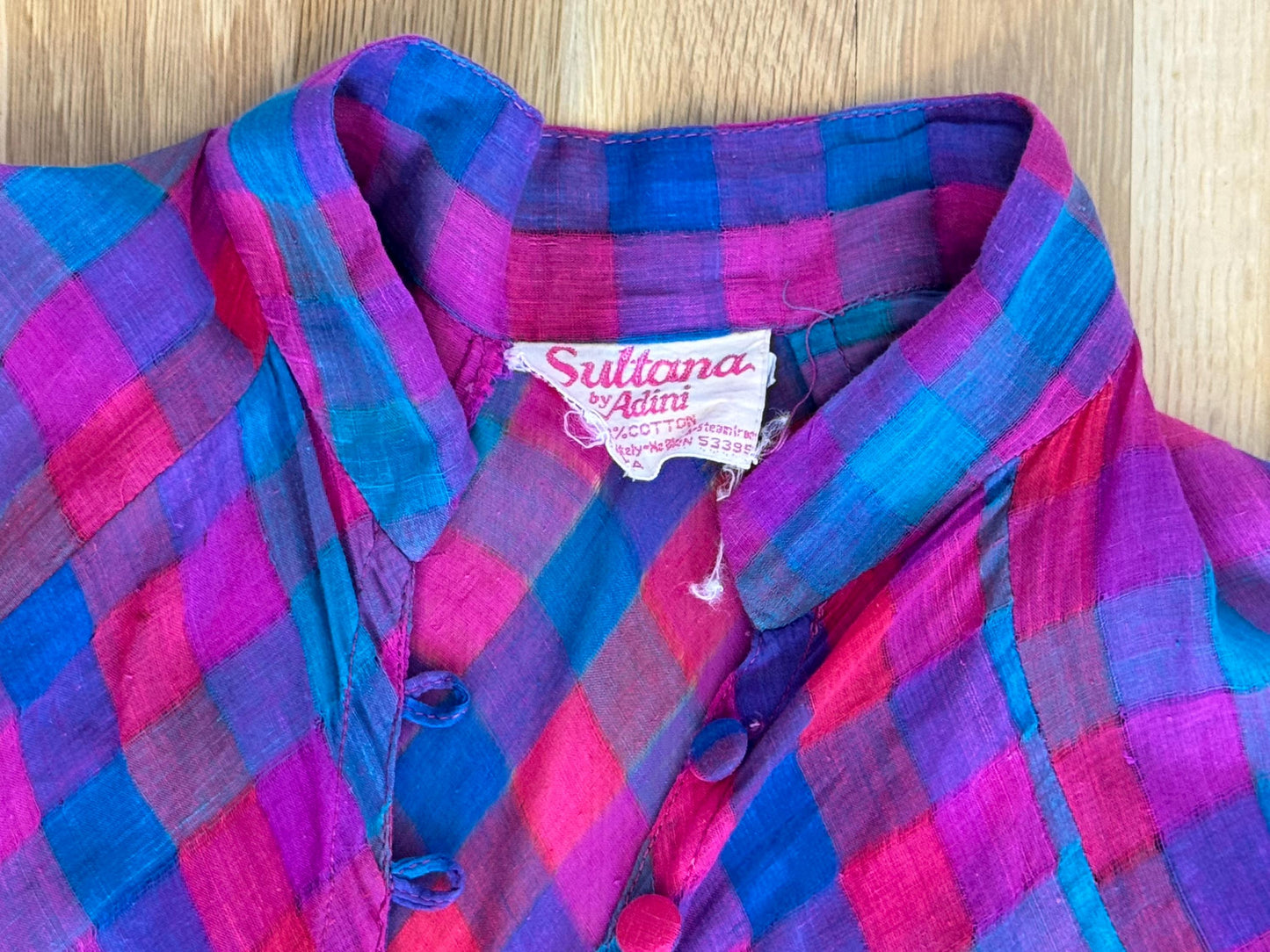 RARE Sultana Adini Cotton Gauze Plaid Caftan