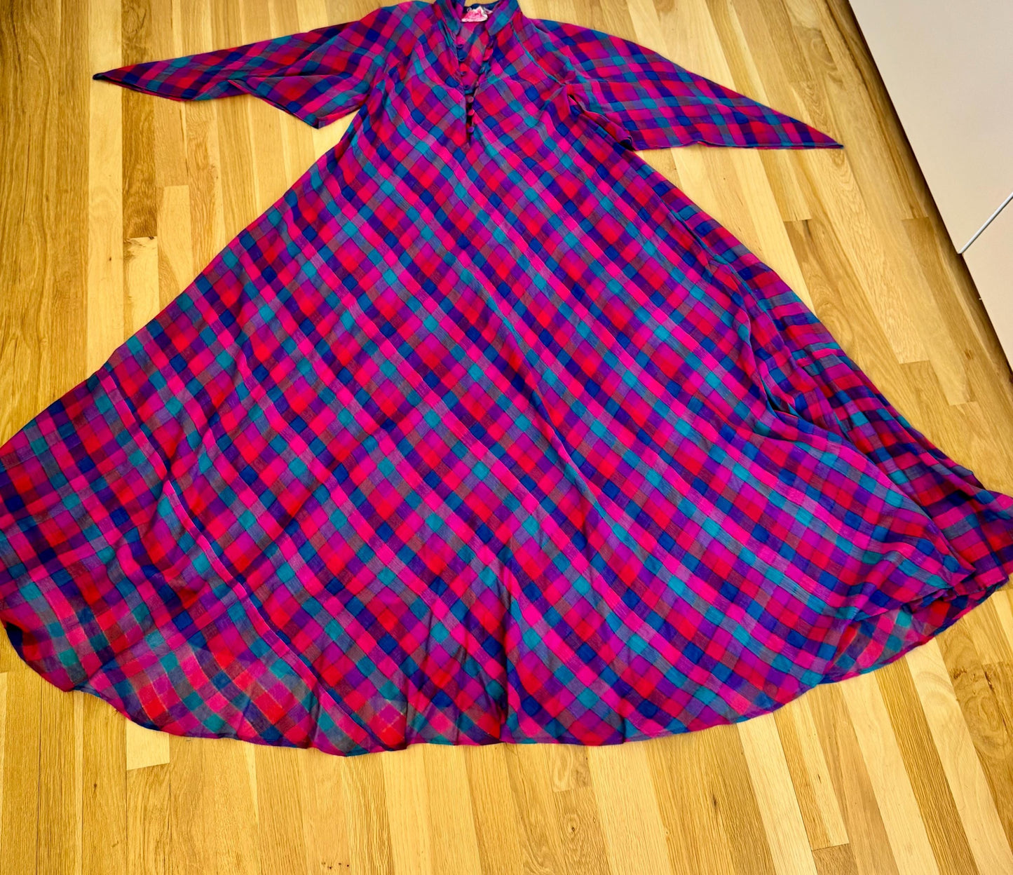 RARE Sultana Adini Cotton Gauze Plaid Caftan