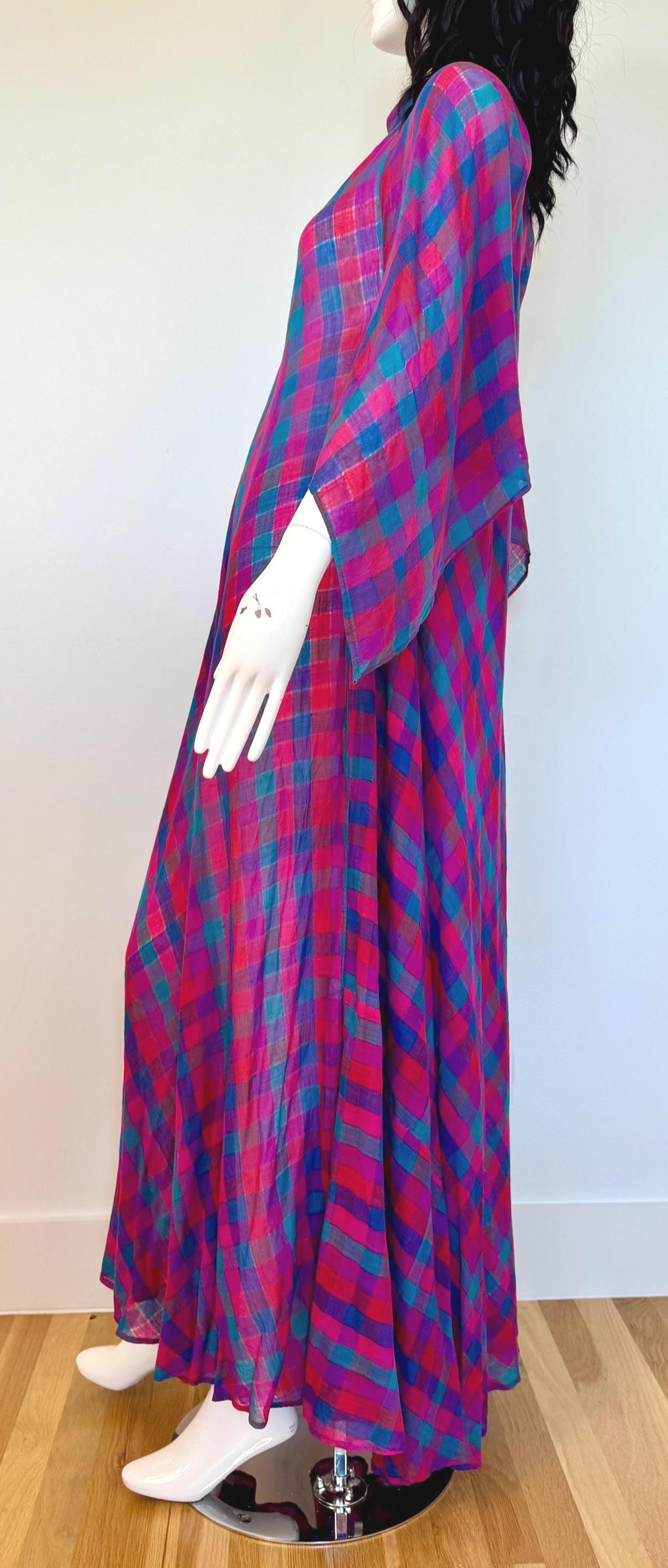 RARE Sultana Adini Cotton Gauze Plaid Caftan