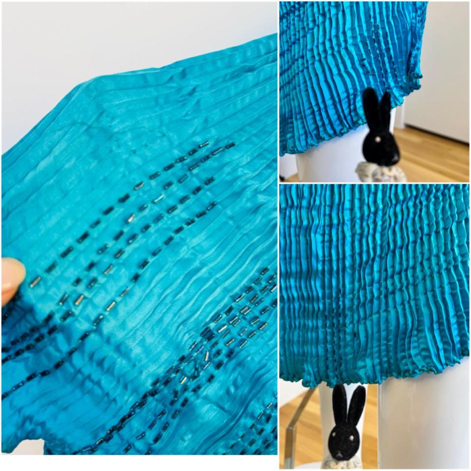 Vintage 80s Patricia Lester Silk Pleated Caftan Dress