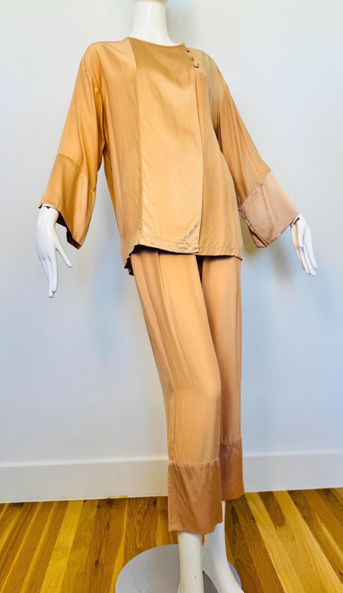 Valentino Silk Pale Pink Pajamas Pant Set Couture Loungewear Rare Ensemble