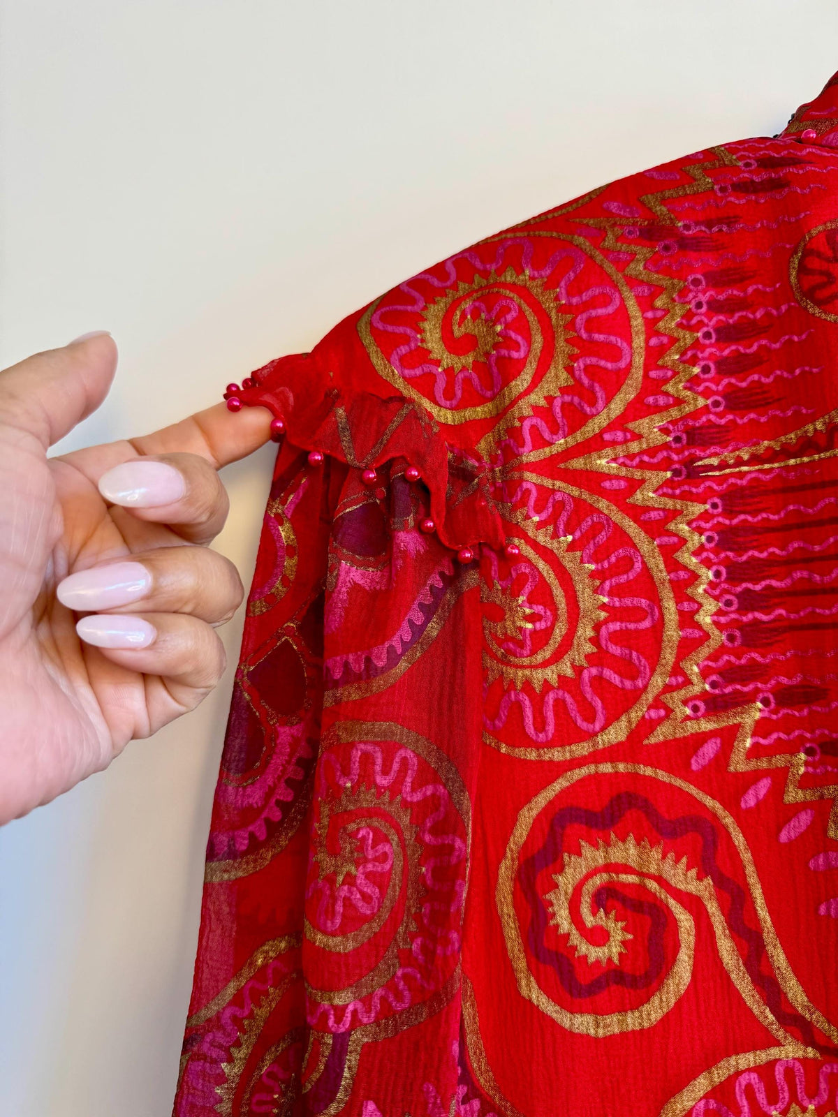 Vintage 80s Red Vibrant Zandra Rhodes Silk Tulle Party Dress Vintage Couture