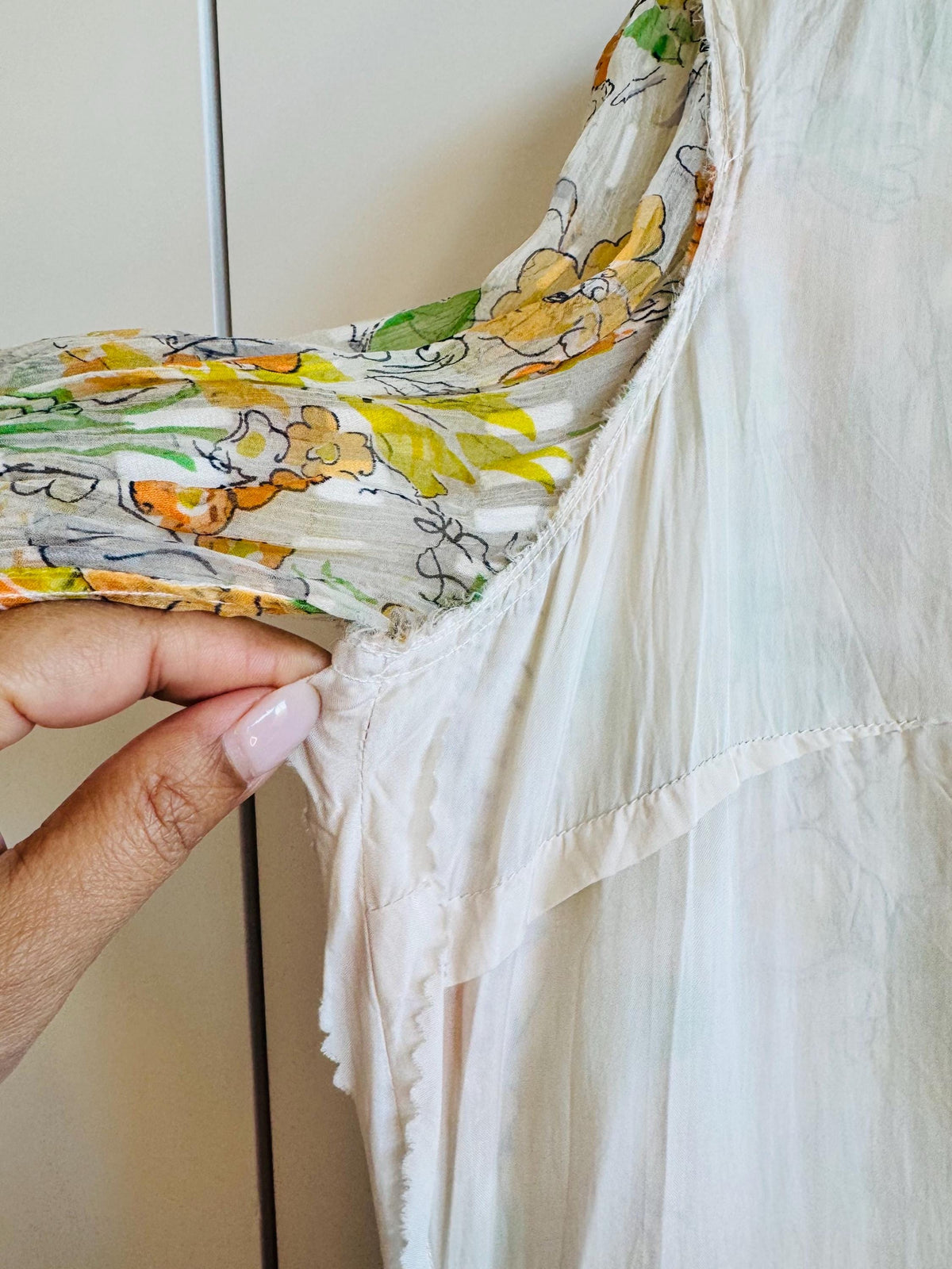 Vintage Silk Chiffon Caftan Gown With Sash