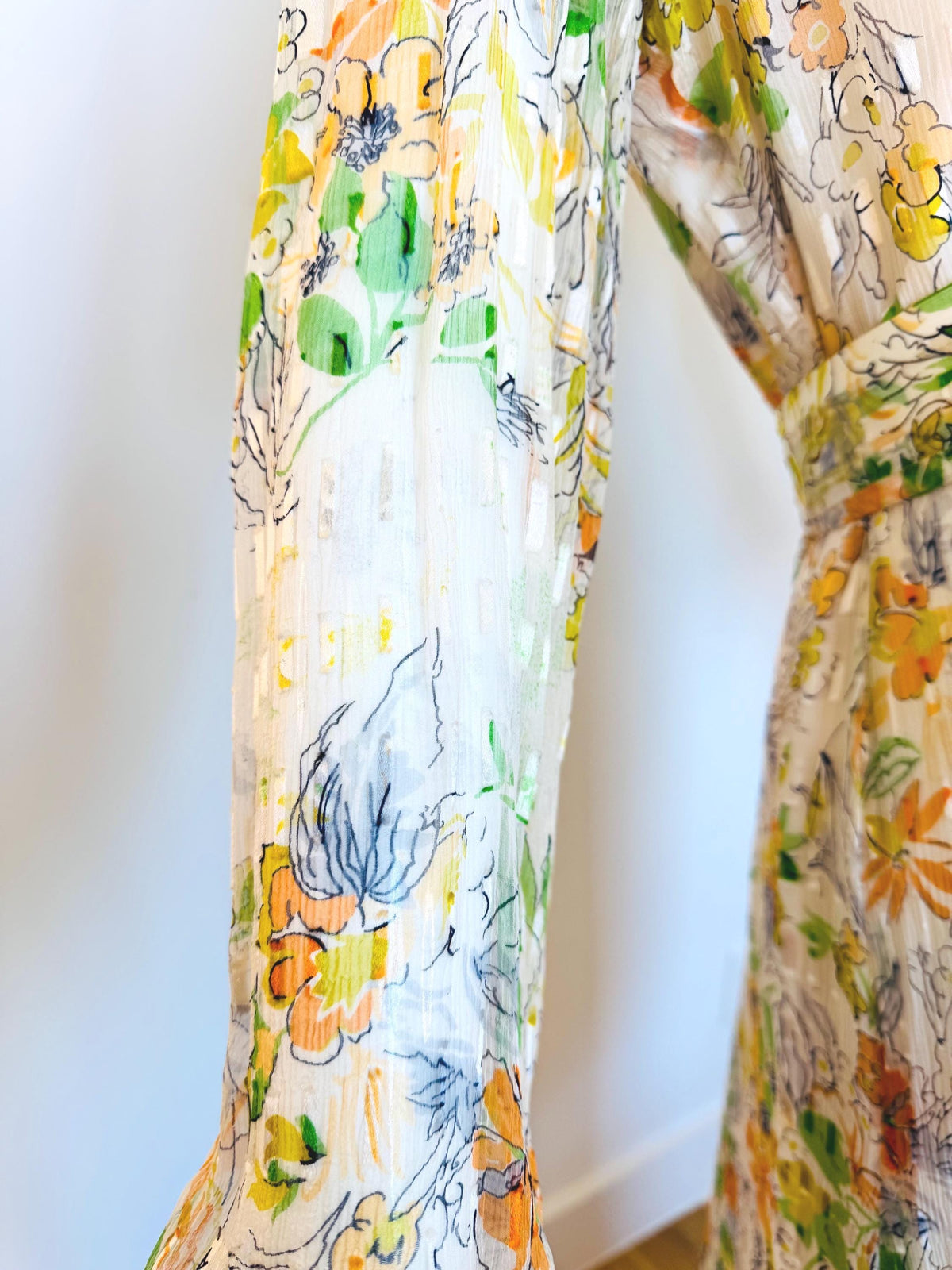 Vintage Silk Chiffon Caftan Gown With Sash