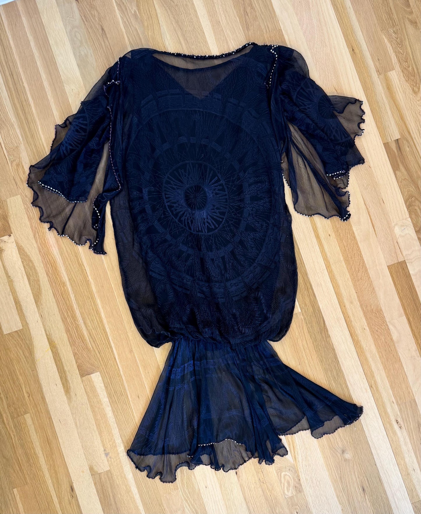 Zandra Rhodes 80s Silk Print Bubble Dress