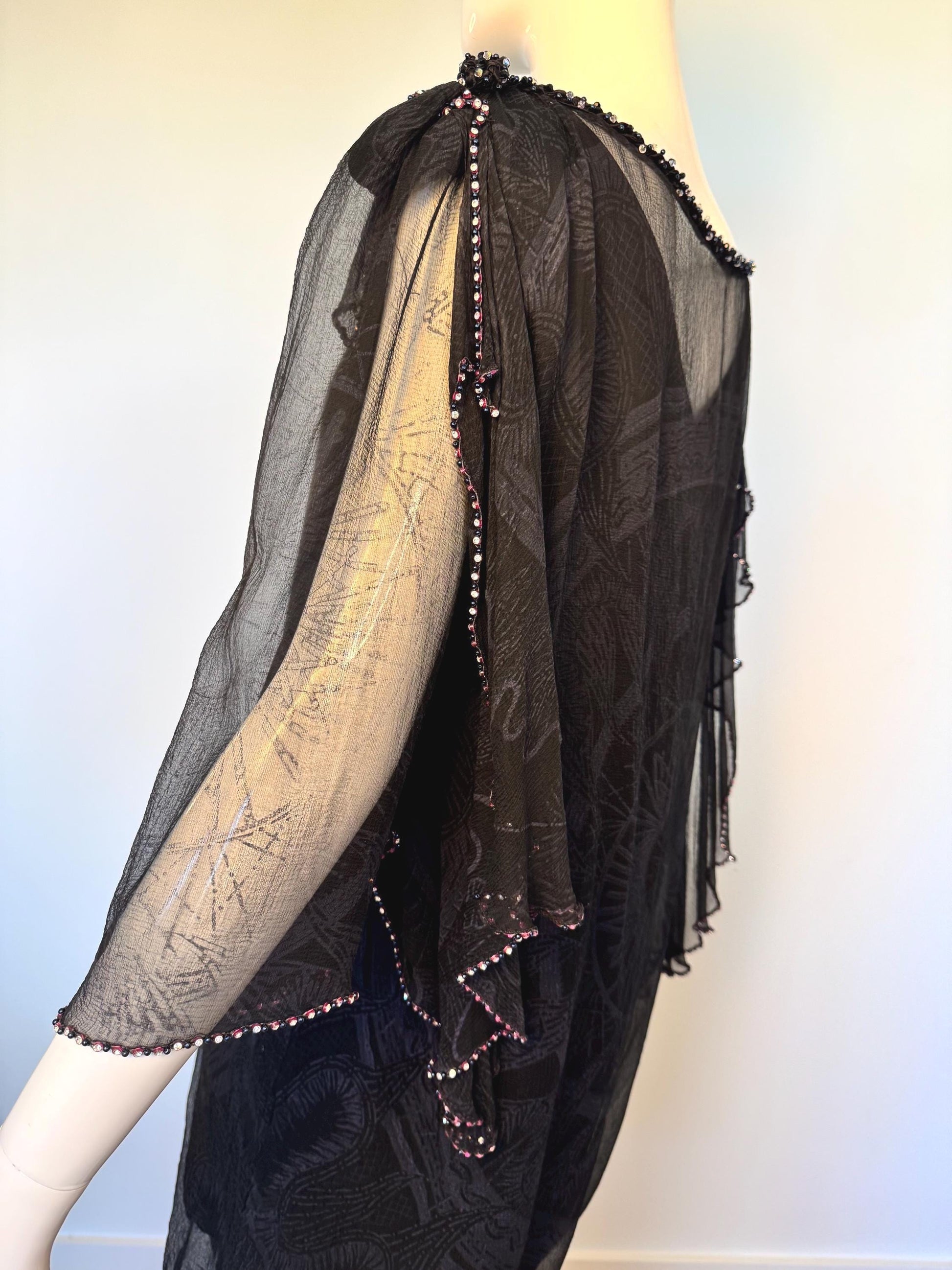 Zandra Rhodes 80s Silk Print Bubble Dress