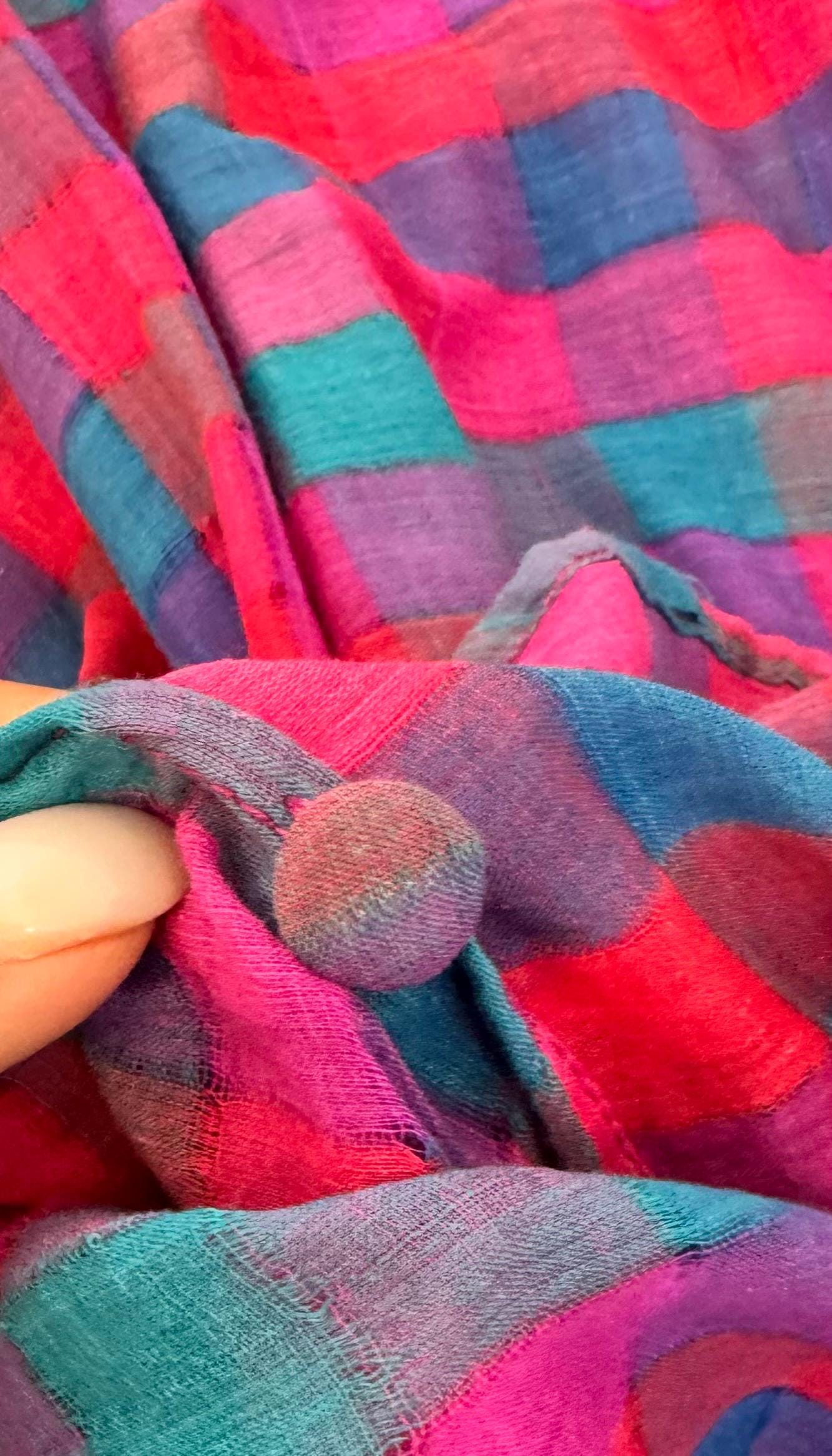 RARE Sultana Adini Cotton Gauze Plaid Caftan