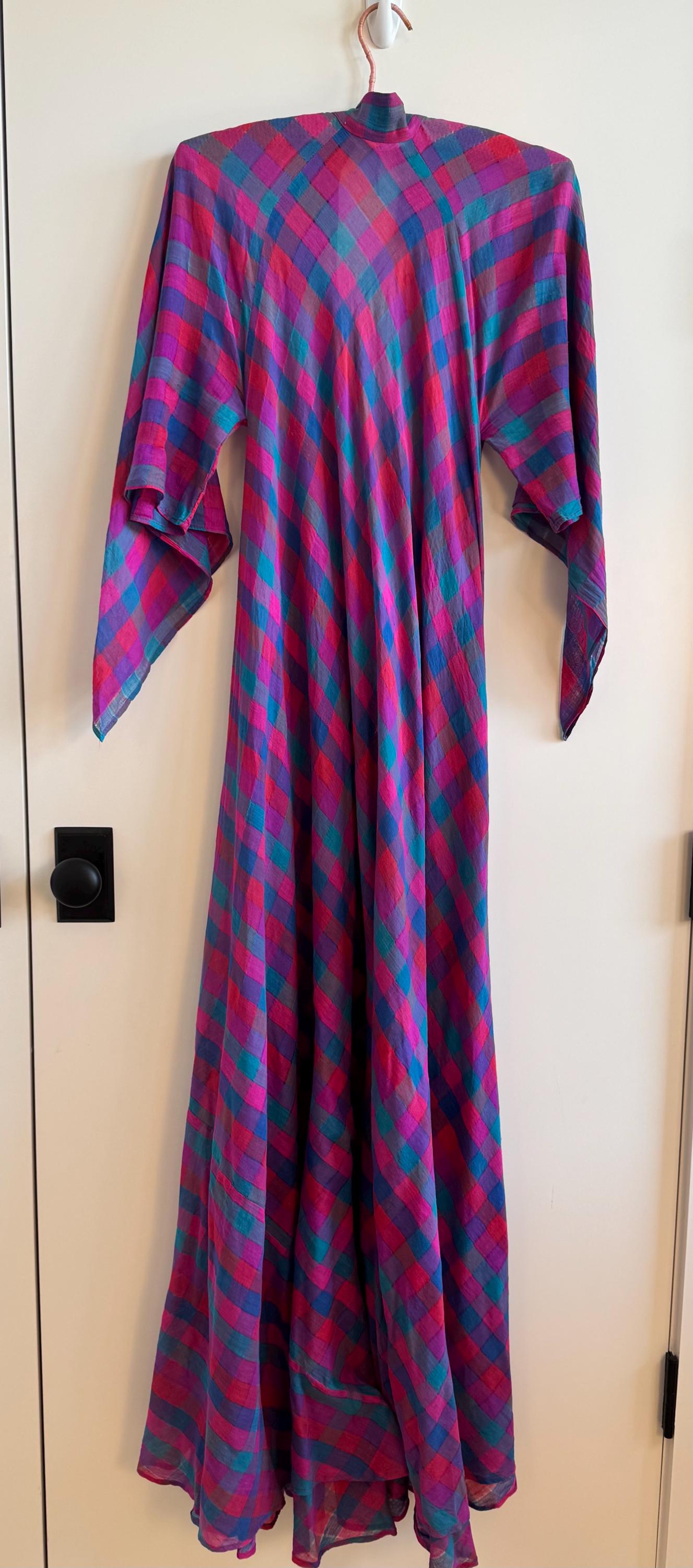 RARE Sultana Adini Cotton Gauze Plaid Caftan