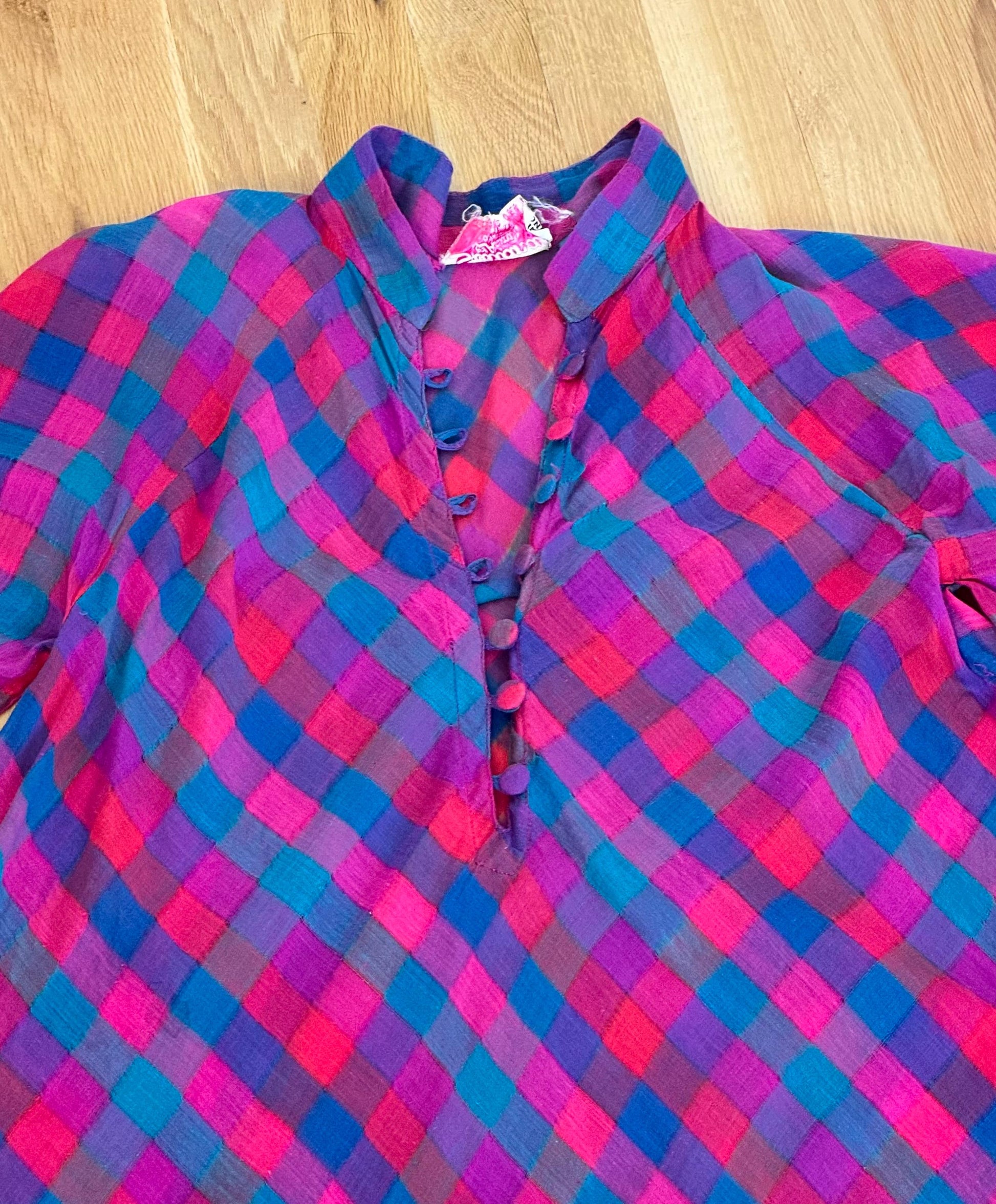 RARE Sultana Adini Cotton Gauze Plaid Caftan