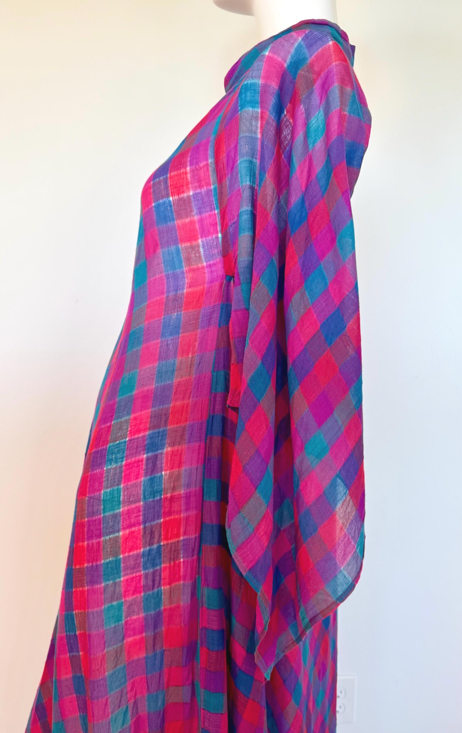 RARE Sultana Adini Cotton Gauze Plaid Caftan