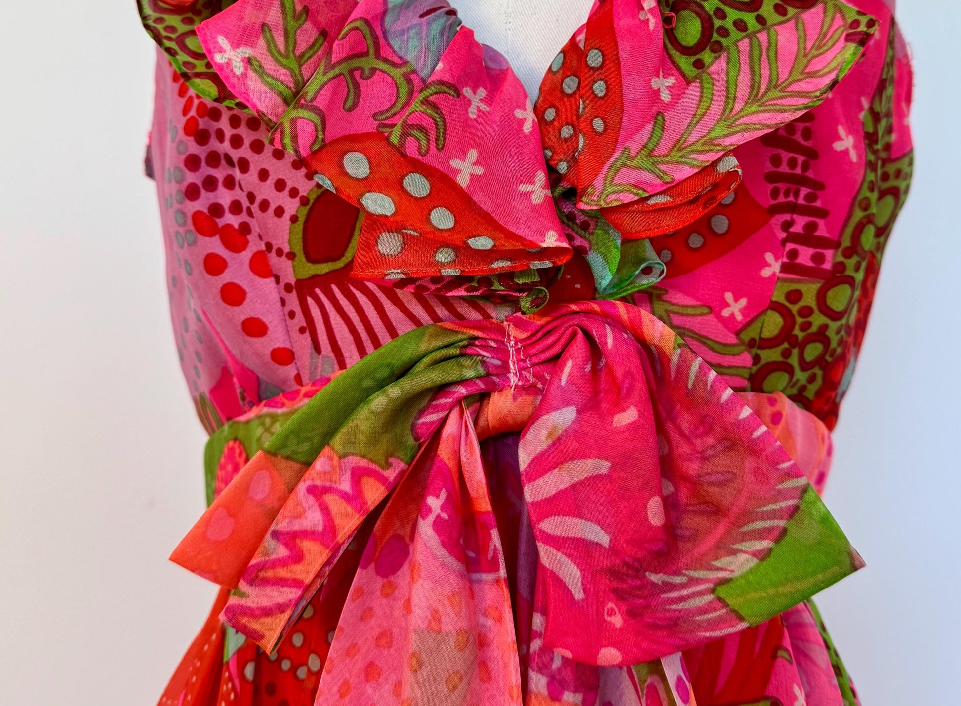 1960s Floral Mollie PARNIS Chiffon Maxi Dress