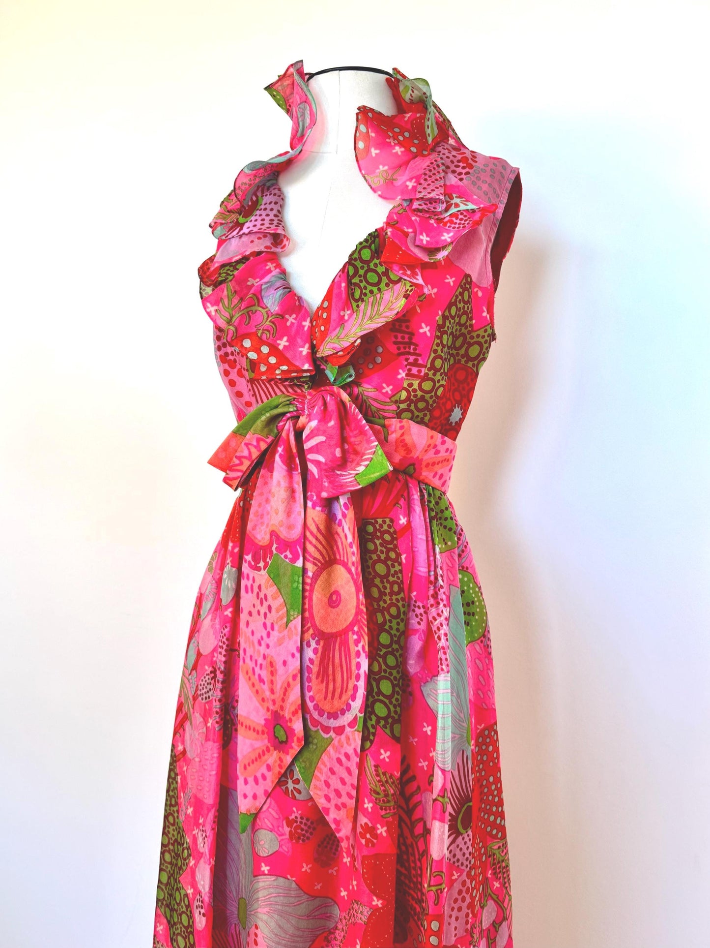 1960s Floral Mollie PARNIS Chiffon Maxi Dress