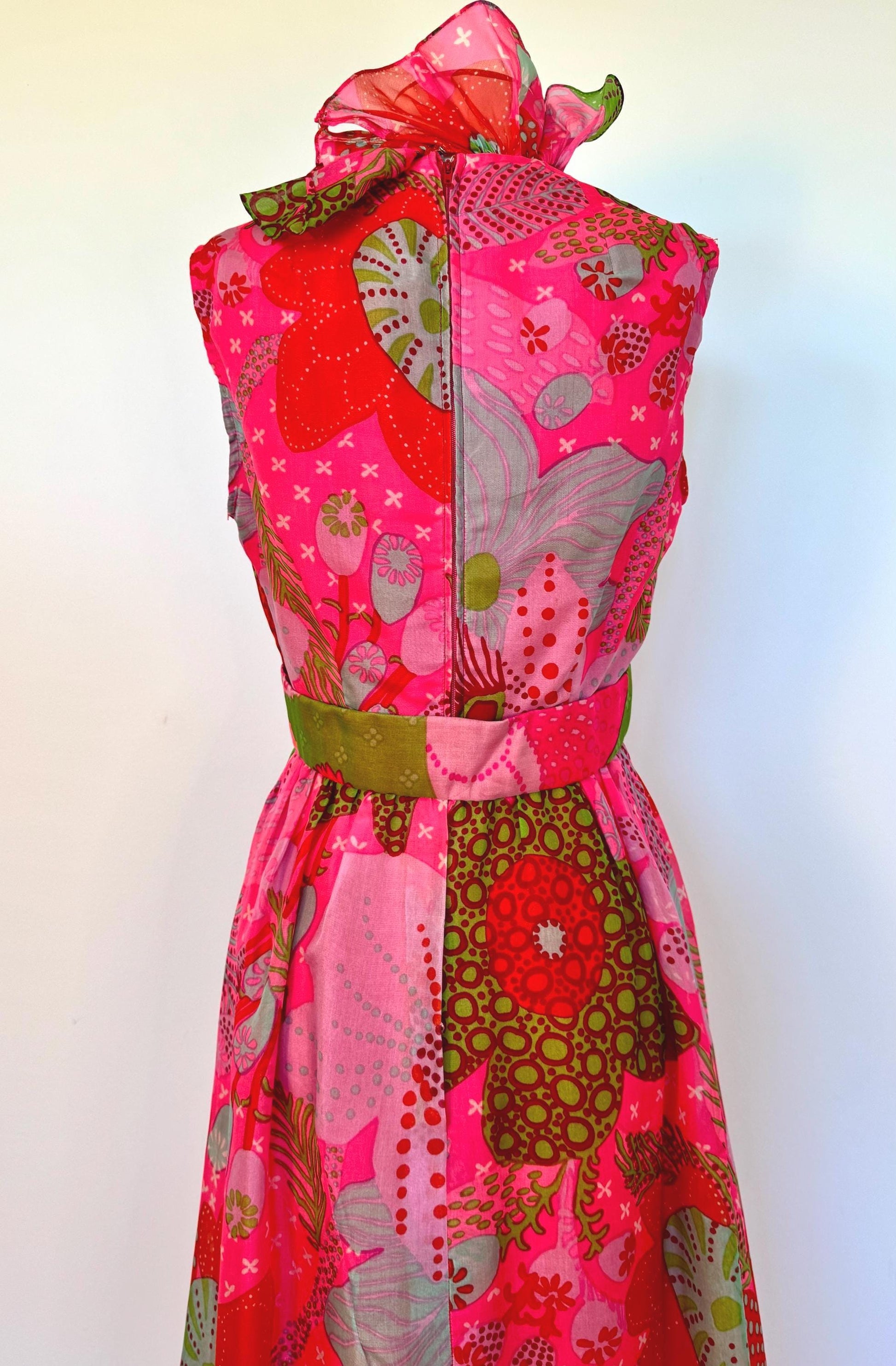 1960s Floral Mollie PARNIS Chiffon Maxi Dress