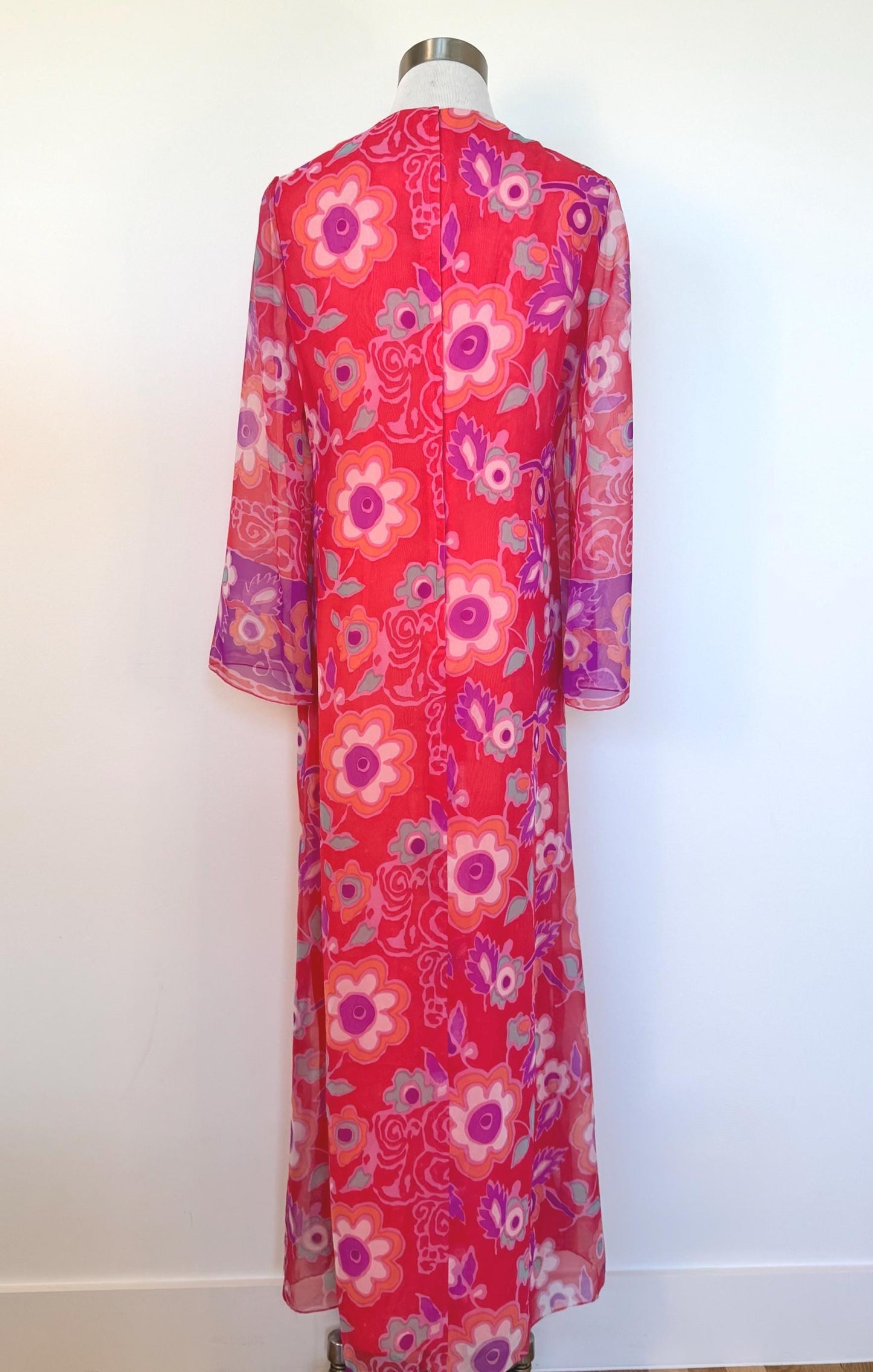 1960 Nat Kaplan Couture Flower Power Chiffon Caftan