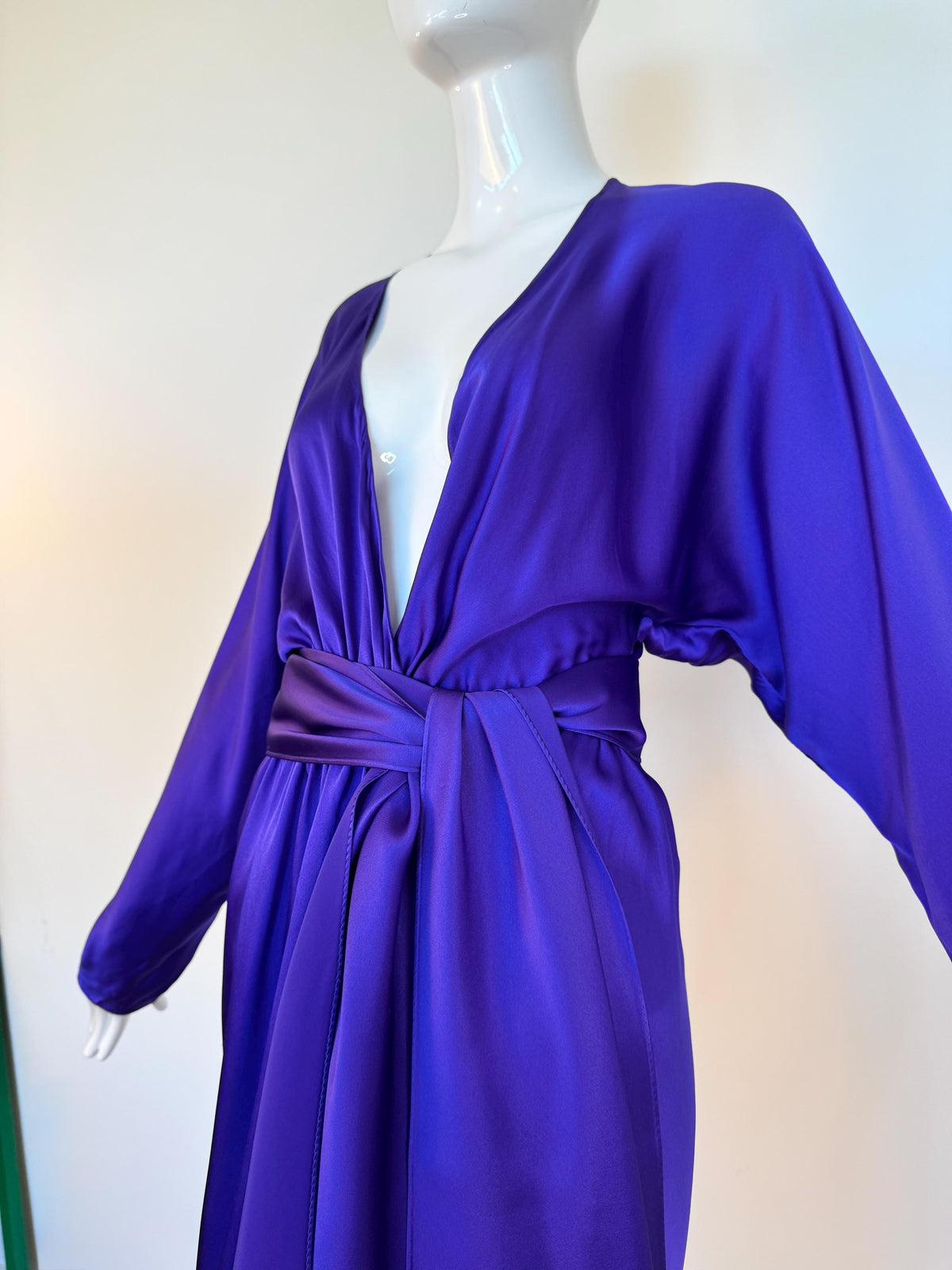 Archival Halston Couture 1978 Liquid Silk Wrap Dress