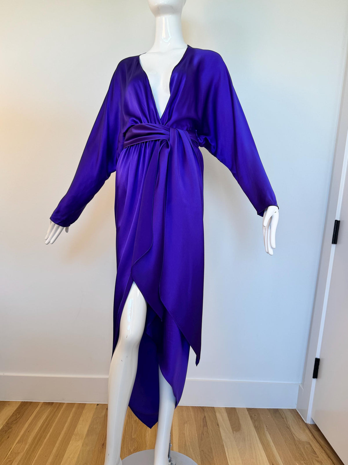 Archival Halston Couture 1978 Liquid Silk Wrap Dress