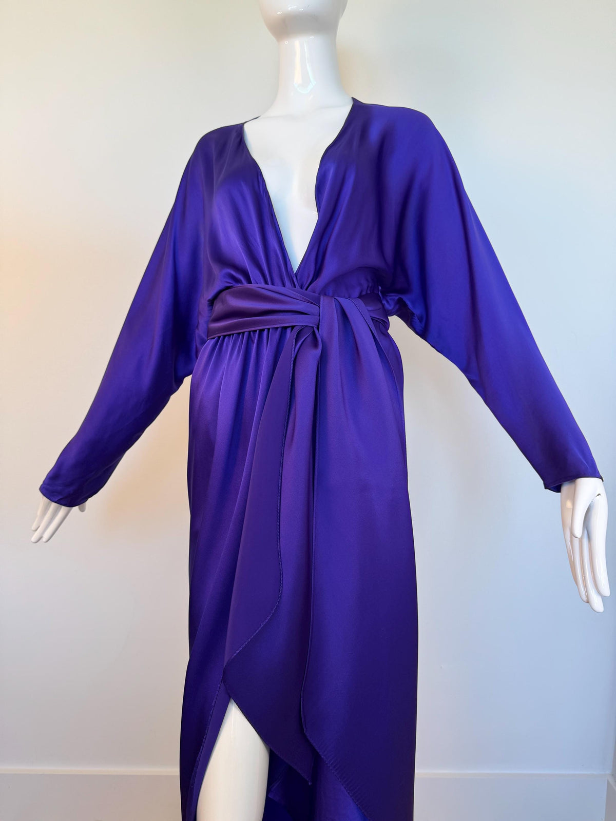 Archival Halston Couture 1978 Liquid Silk Wrap Dress
