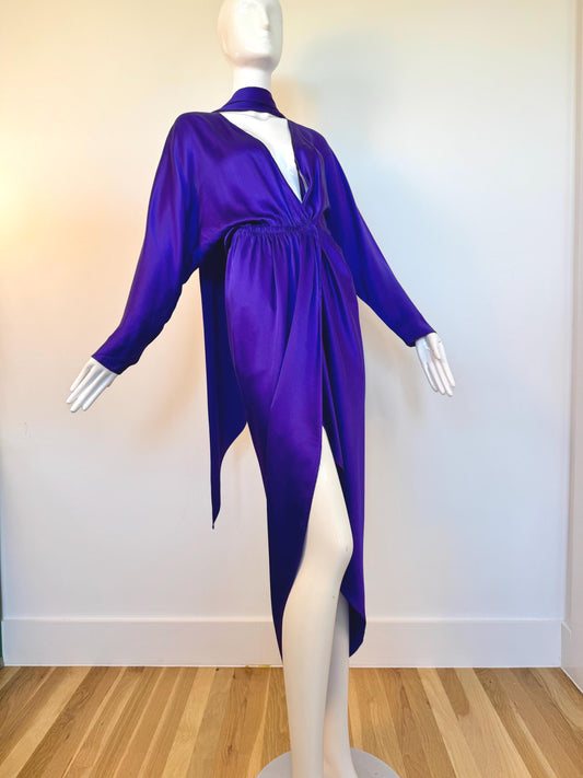 Archival Halston Couture 1978 Liquid Silk Wrap Dress