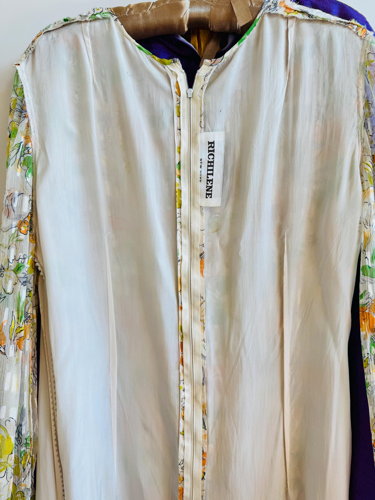 Vintage Silk Chiffon Caftan Gown With Sash