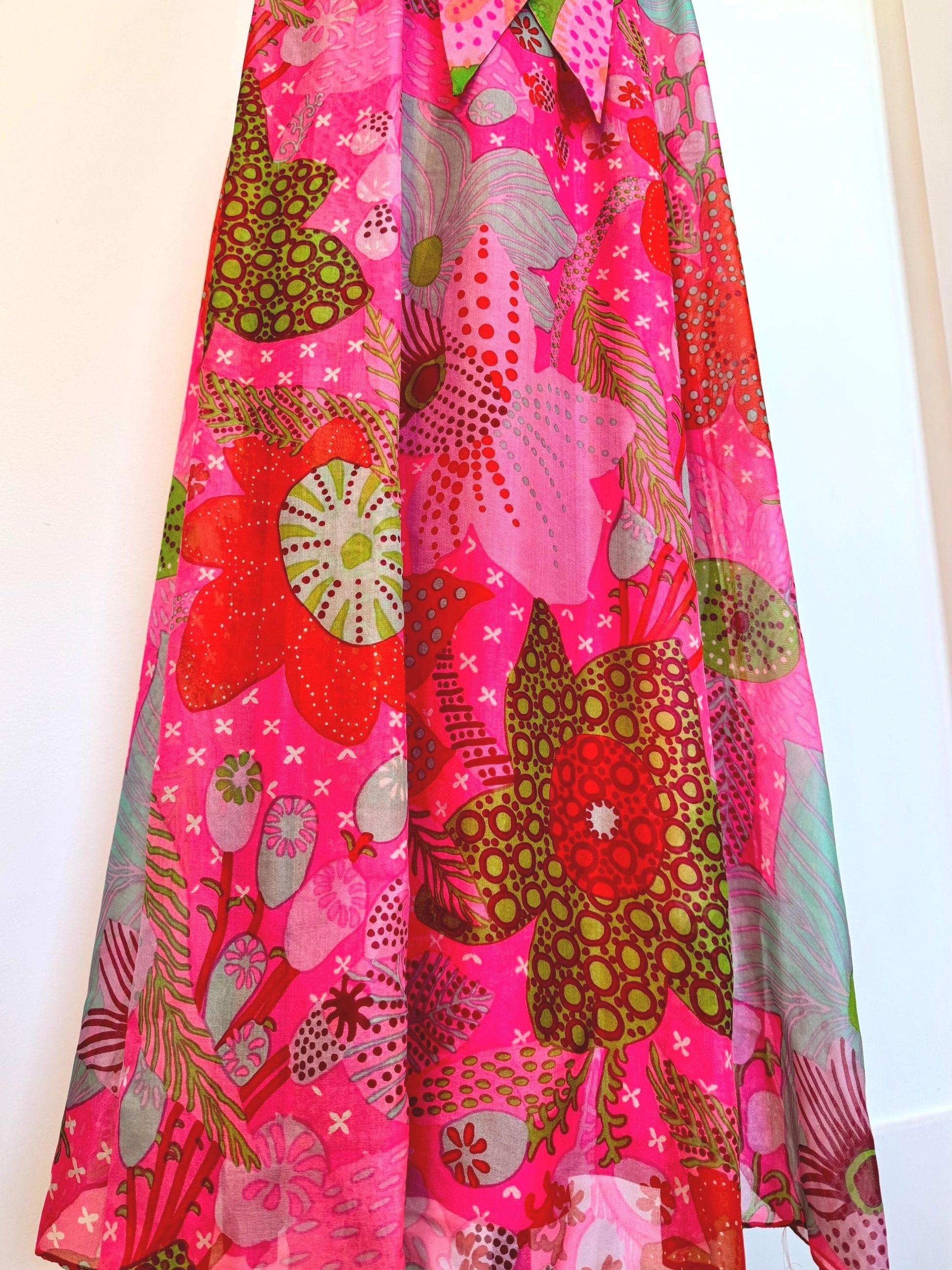 1960s Floral Mollie PARNIS Chiffon Maxi Dress