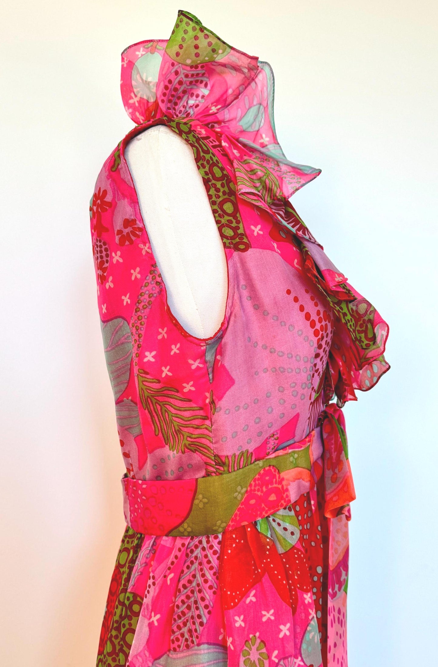1960s Floral Mollie PARNIS Chiffon Maxi Dress