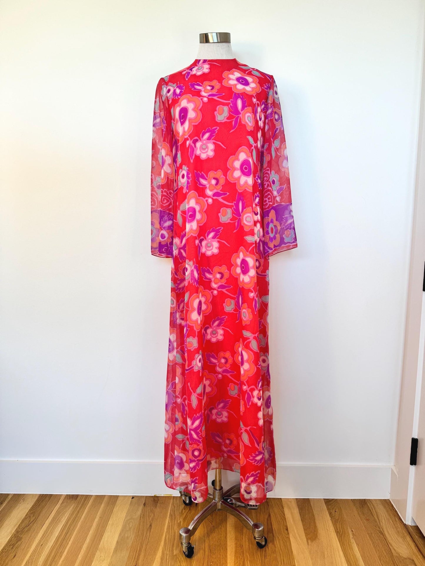 1960 Nat Kaplan Couture Flower Power Chiffon Caftan