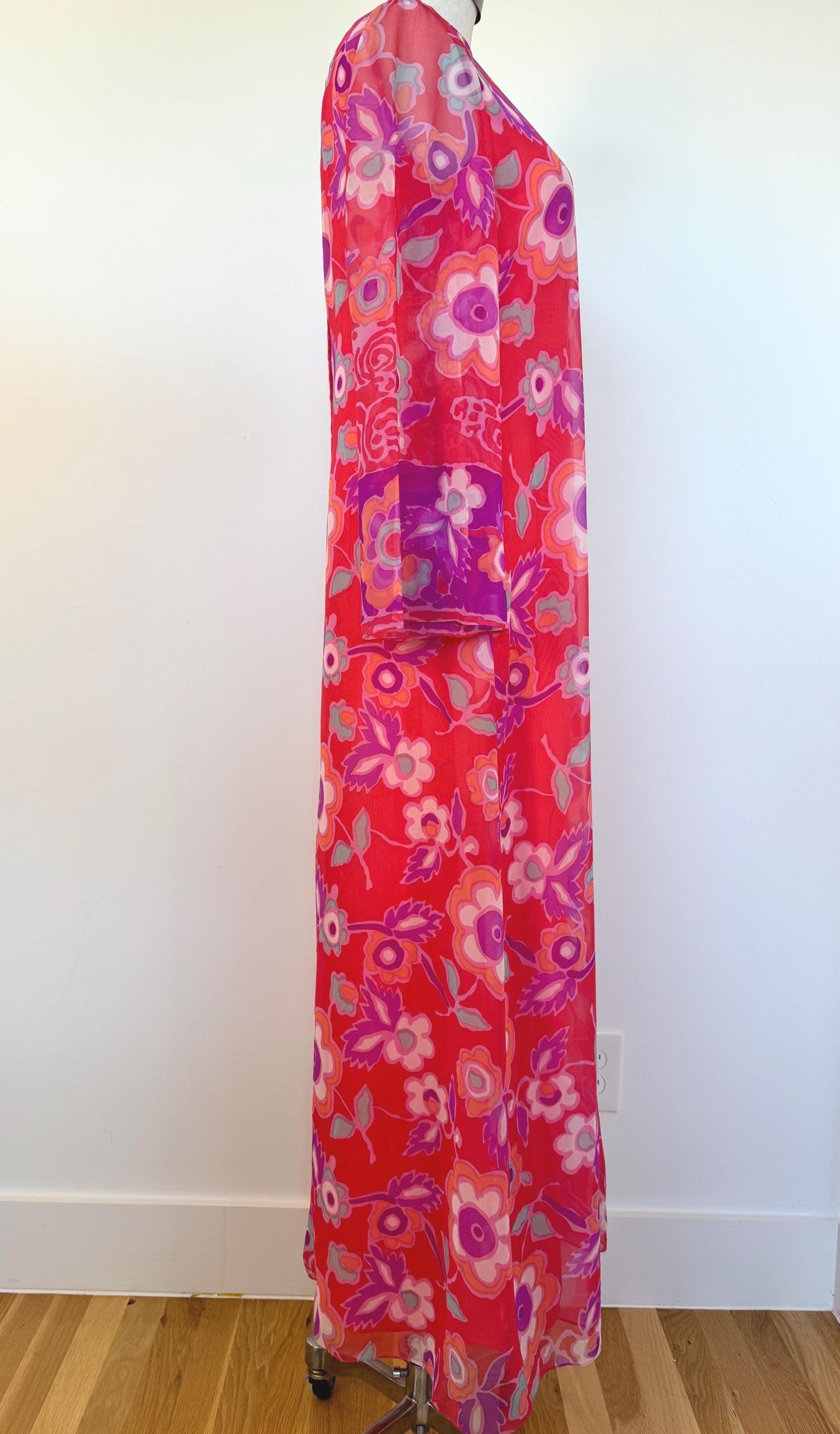 1960 Nat Kaplan Couture Flower Power Chiffon Caftan