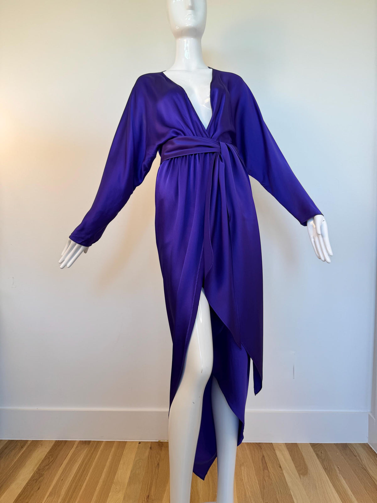 Archival Halston Couture 1978 Liquid Silk Wrap Dress