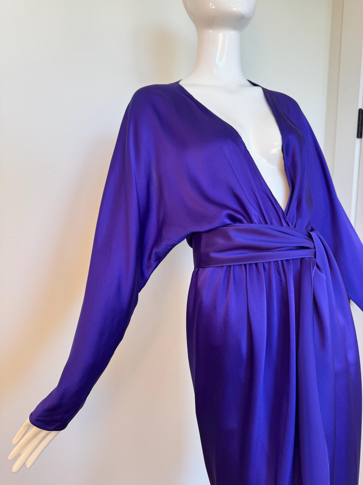 Archival Halston Couture 1978 Liquid Silk Wrap Dress