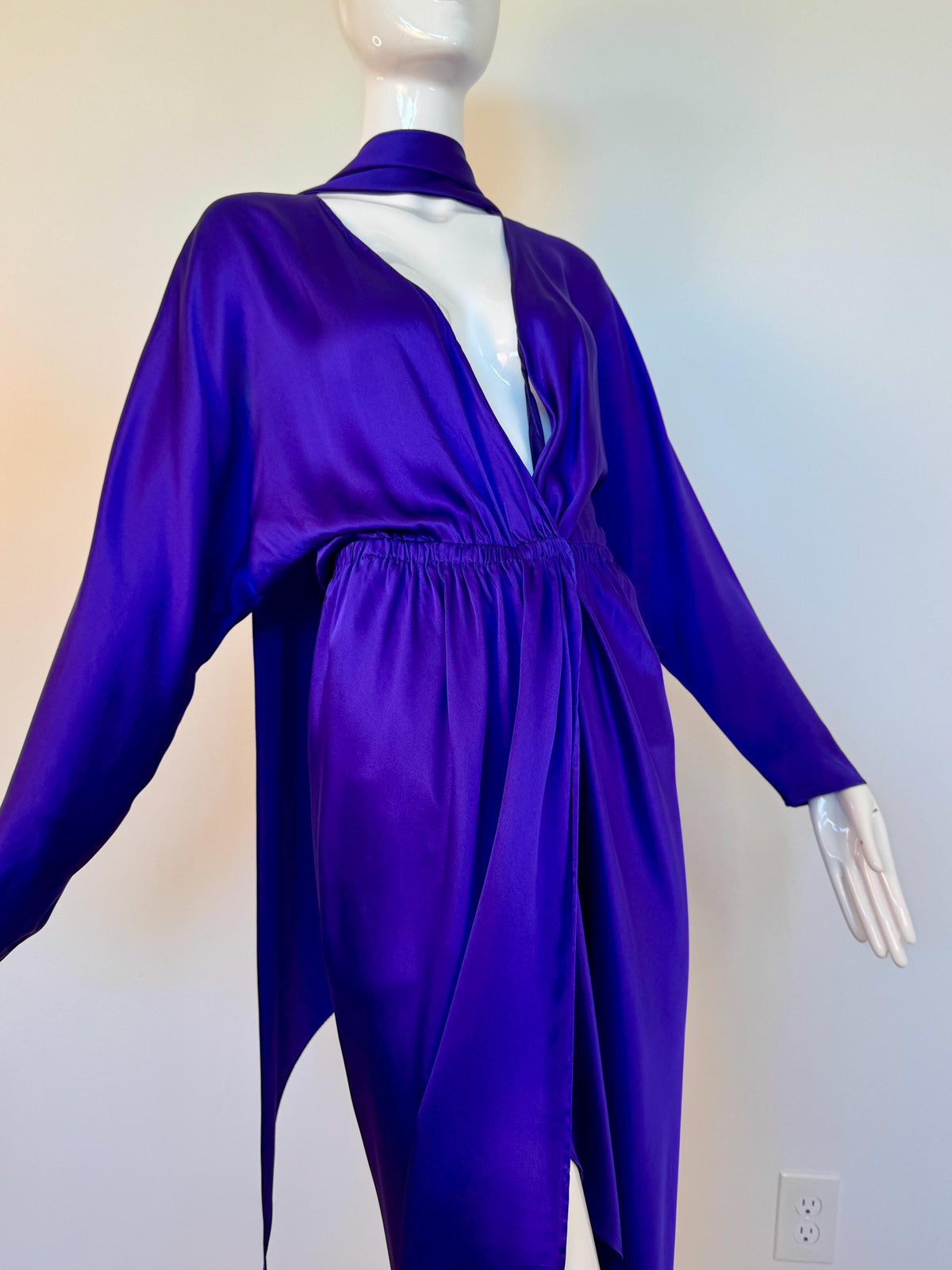 Archival Halston Couture 1978 Liquid Silk Wrap Dress