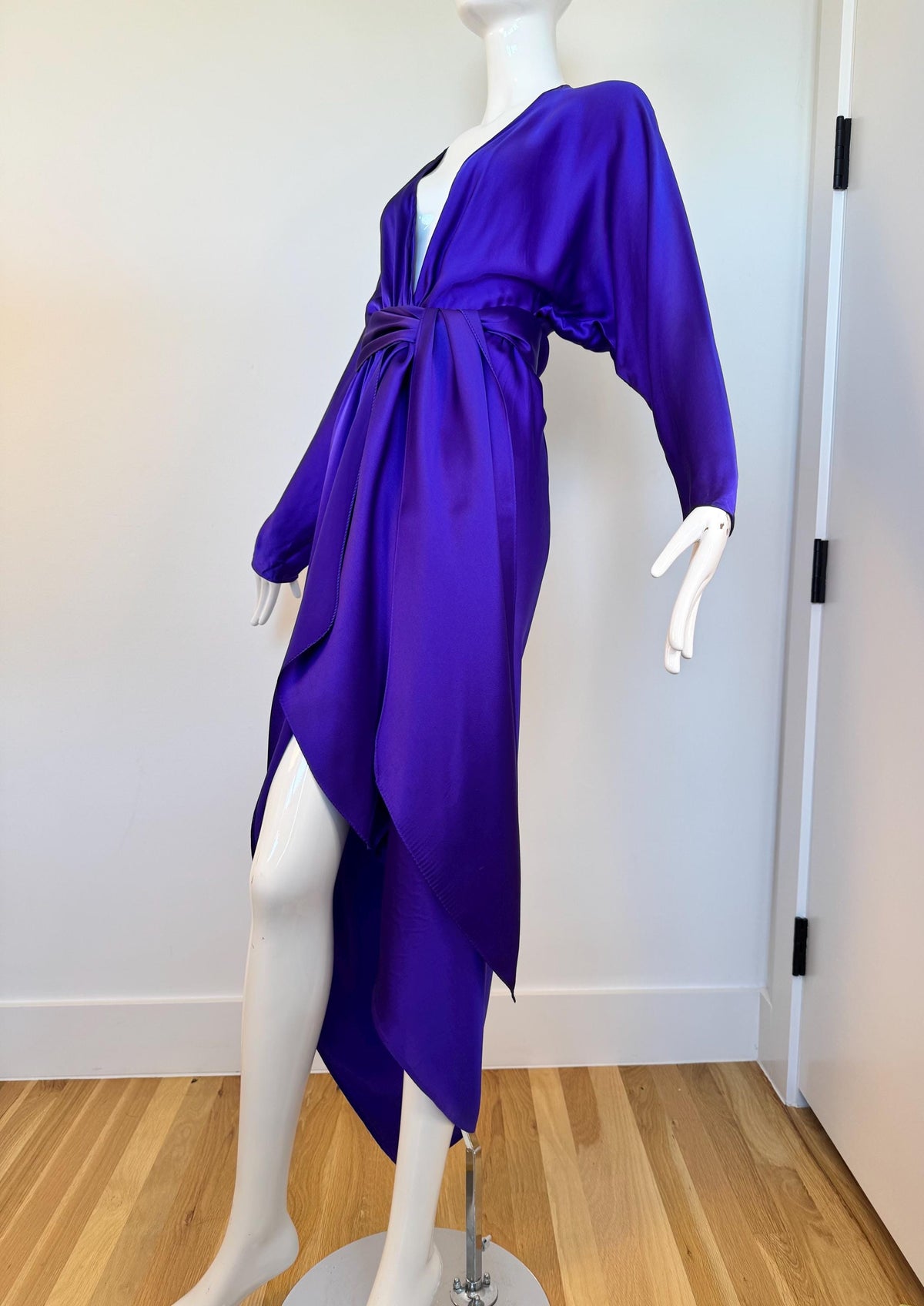 Archival Halston Couture 1978 Liquid Silk Wrap Dress