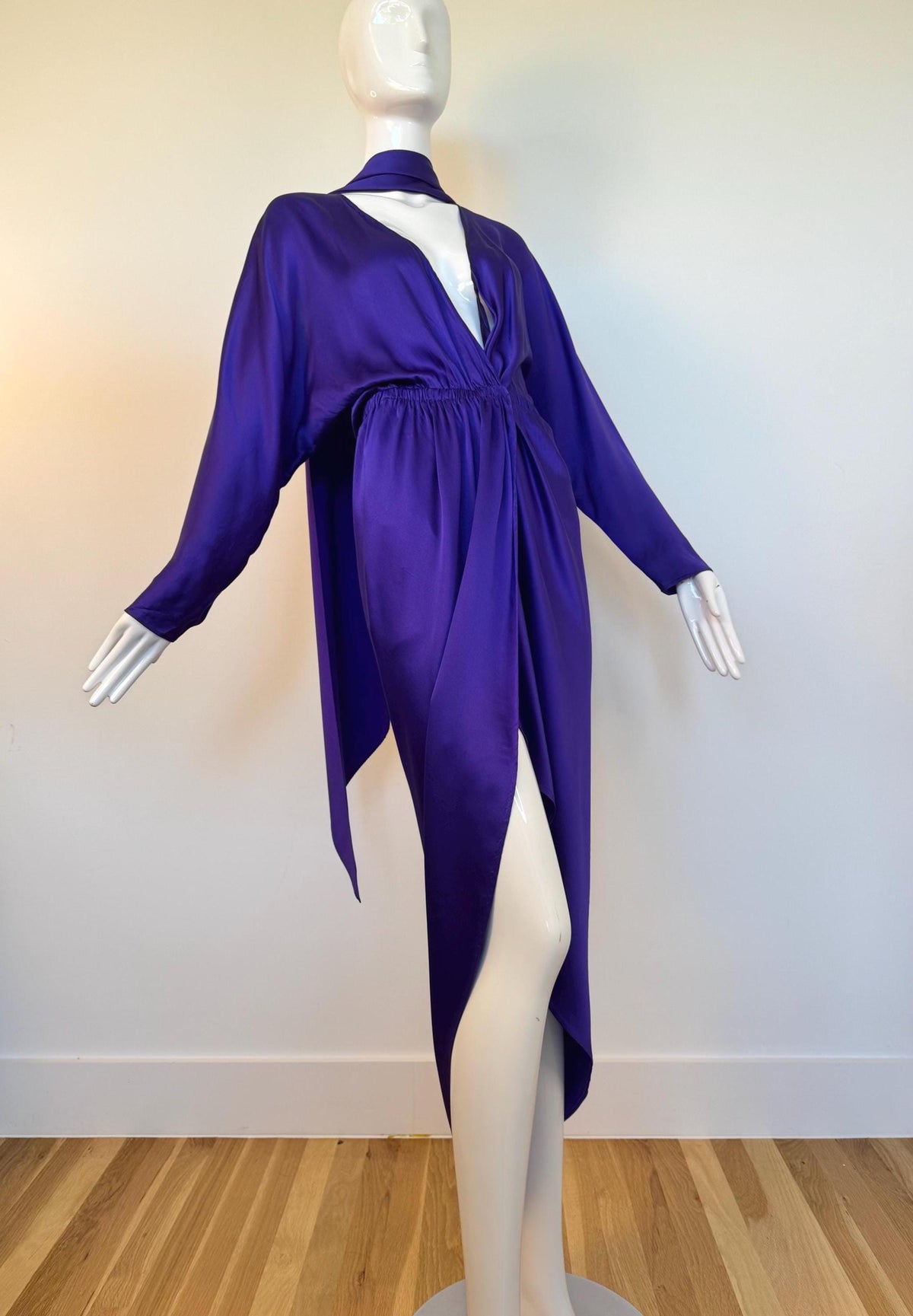 Archival Halston Couture 1978 Liquid Silk Wrap Dress