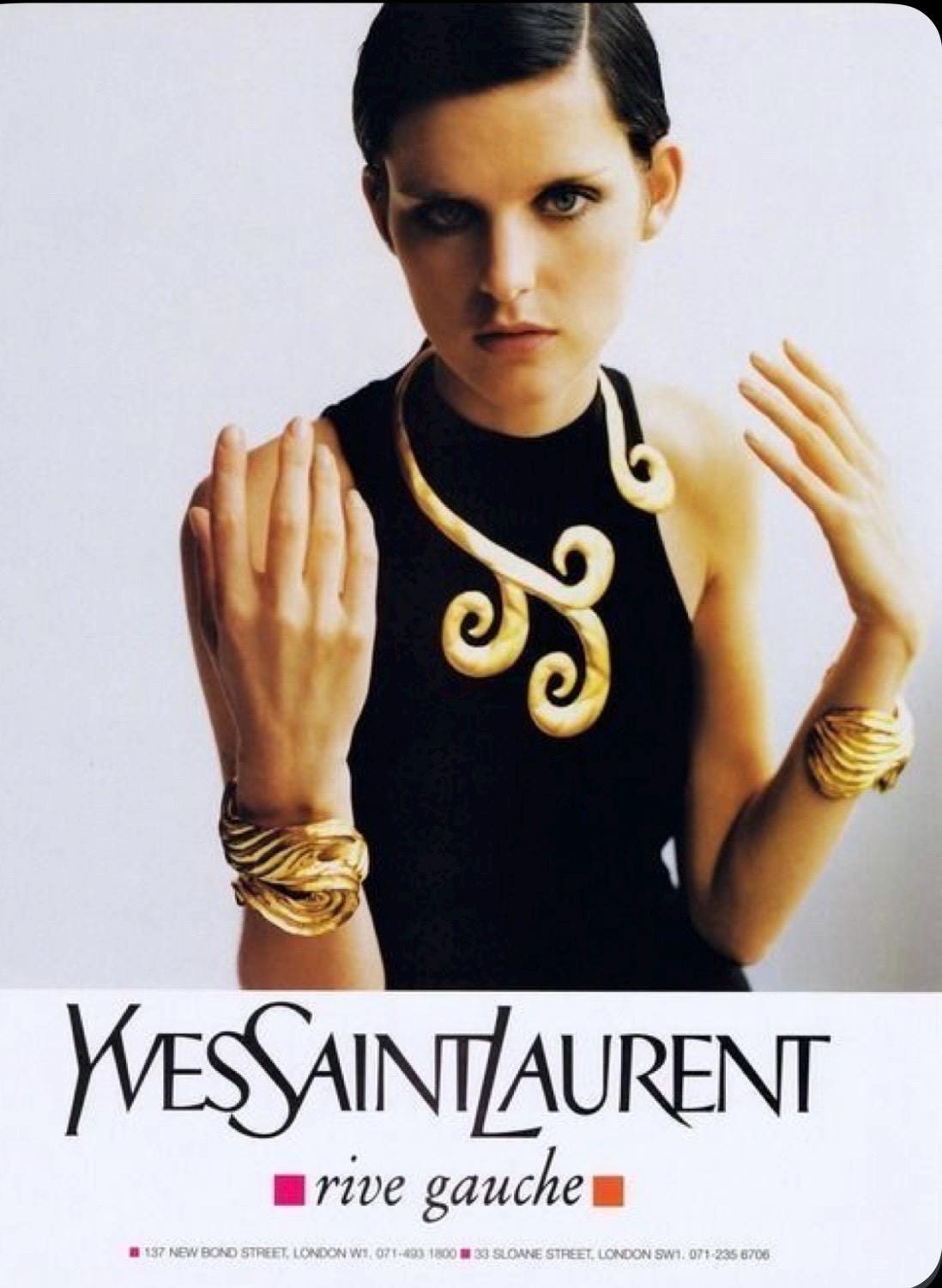 Vintage YSL Gold Plated Swirl Clip On Earrings