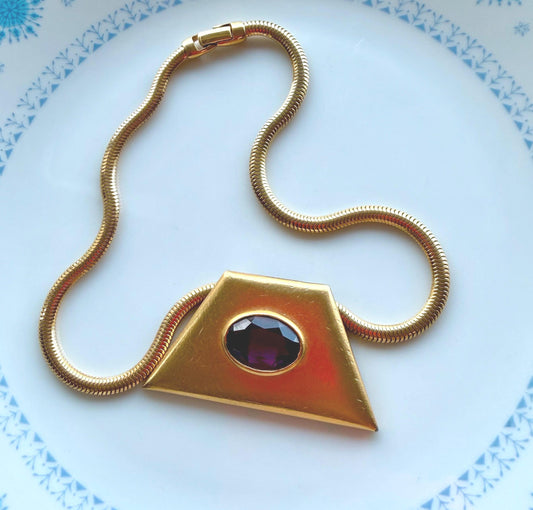 Vintage YSL Geometric Pendant Necklace