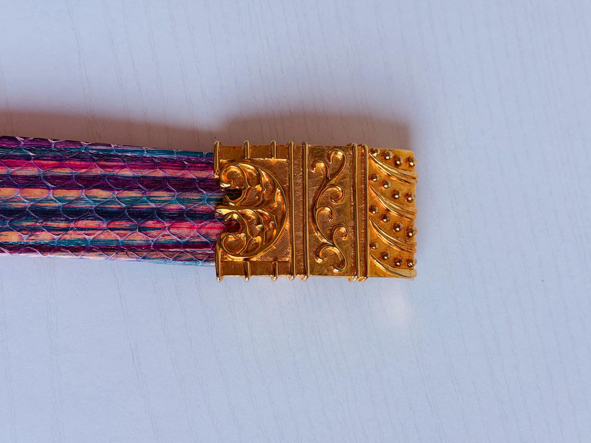Vintage 80s Alexis Kirk Etruscan Gold Plated Snake Belt